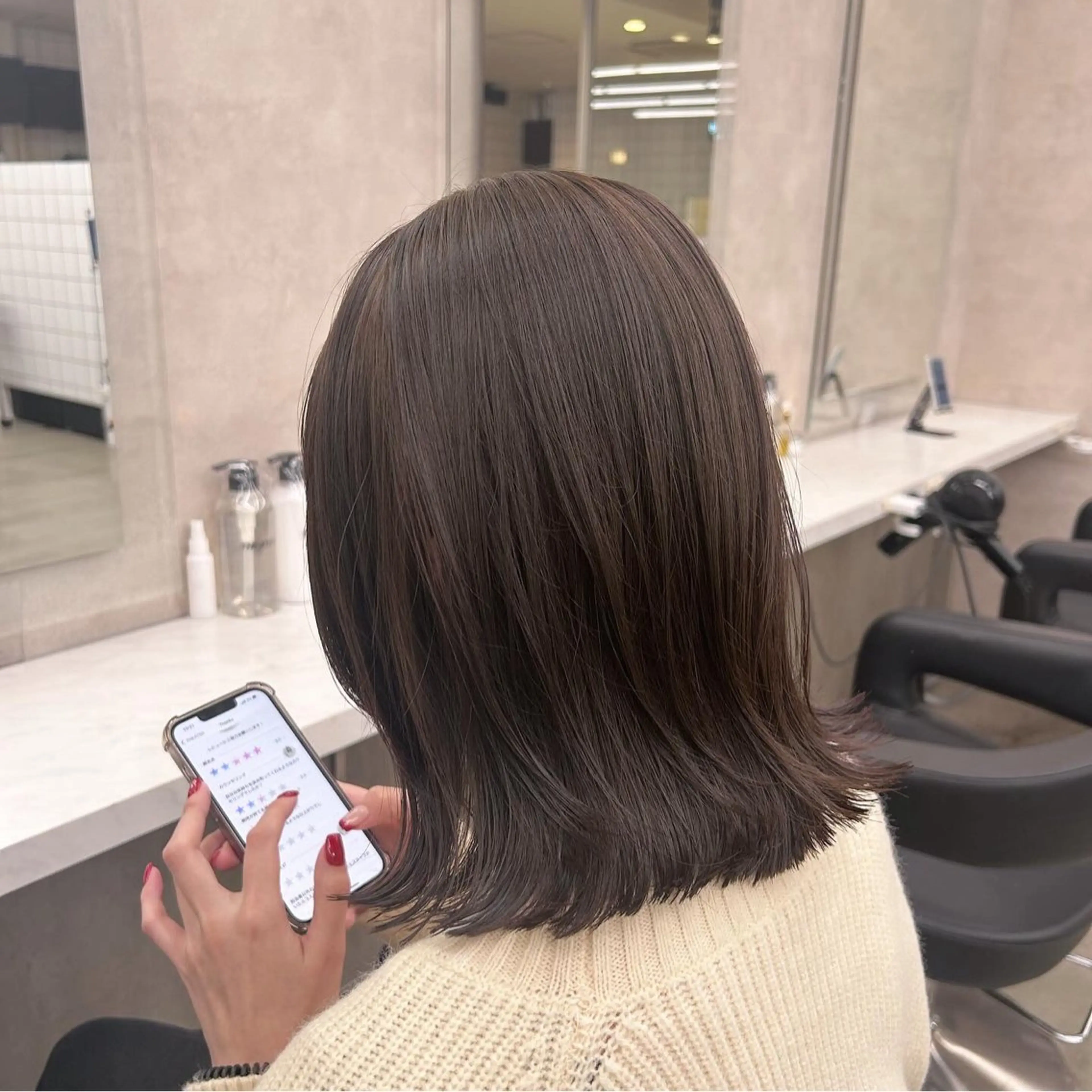 ミディアム カラー パーマ ヘアアレンジ メンズ キッズ カット ヘアカラー トリートメント ヘアセット ブリーチなしカラー/ ブラウン/レイヤーのヘアスタイル