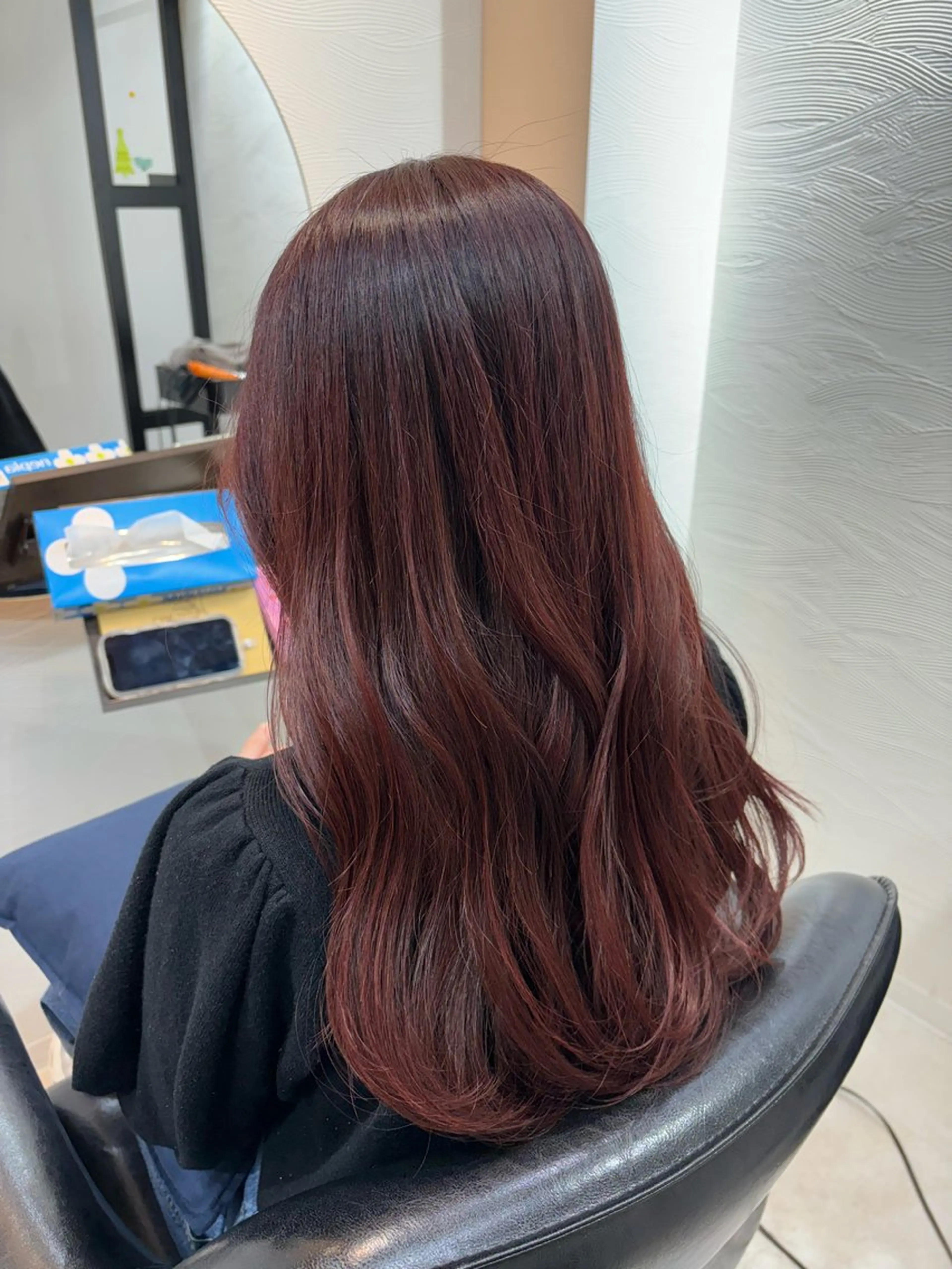 セミロング カラー ブリーチ ボルドーカラー ブリーチなしカラー ピンクカラー 🍒透明感カラー NO.1/ララ🍒のヘアスタイル