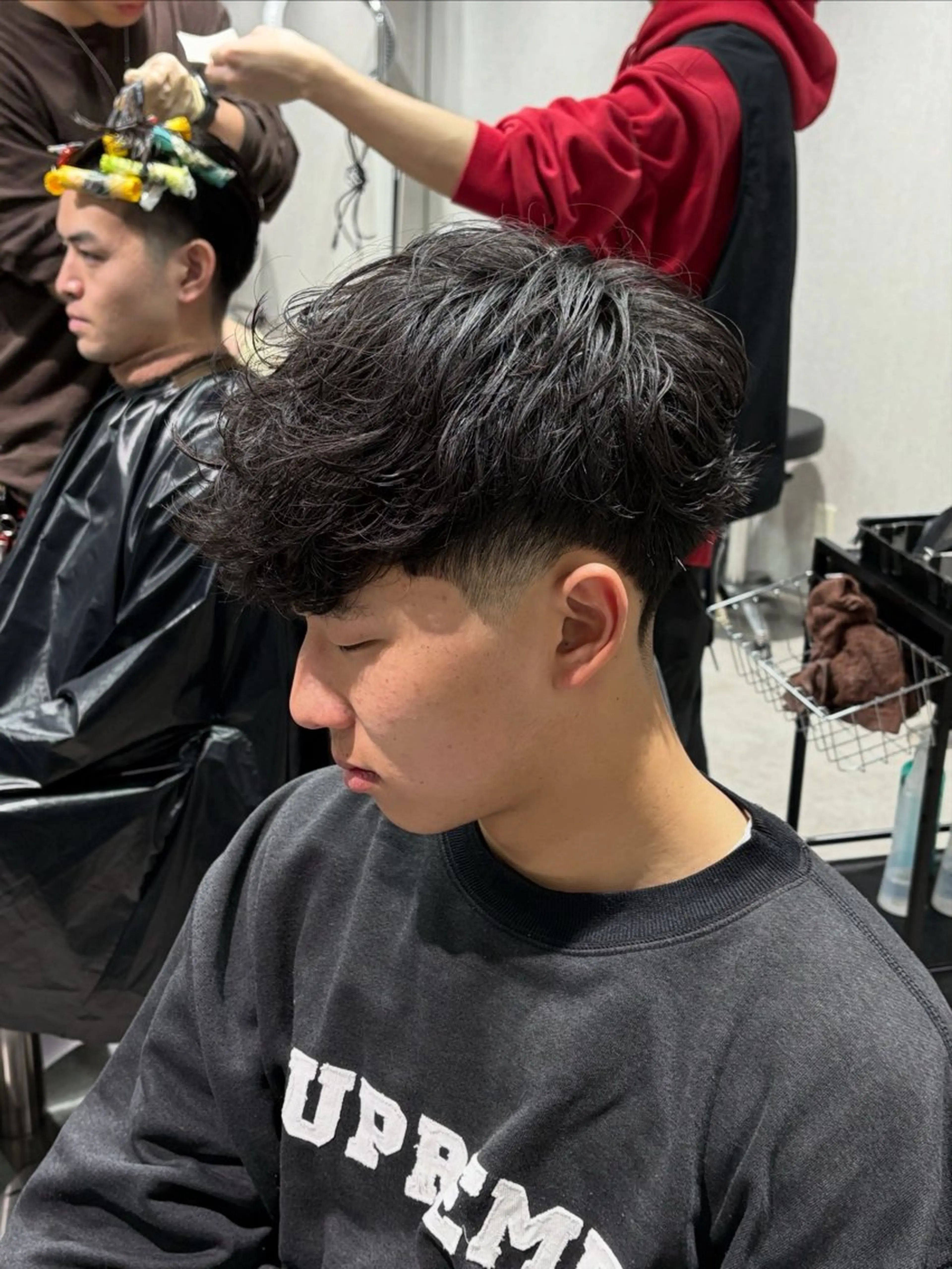 ショート パーマ メンズ カット 【シャドウパーマ センターパート】義心のヘアスタイル