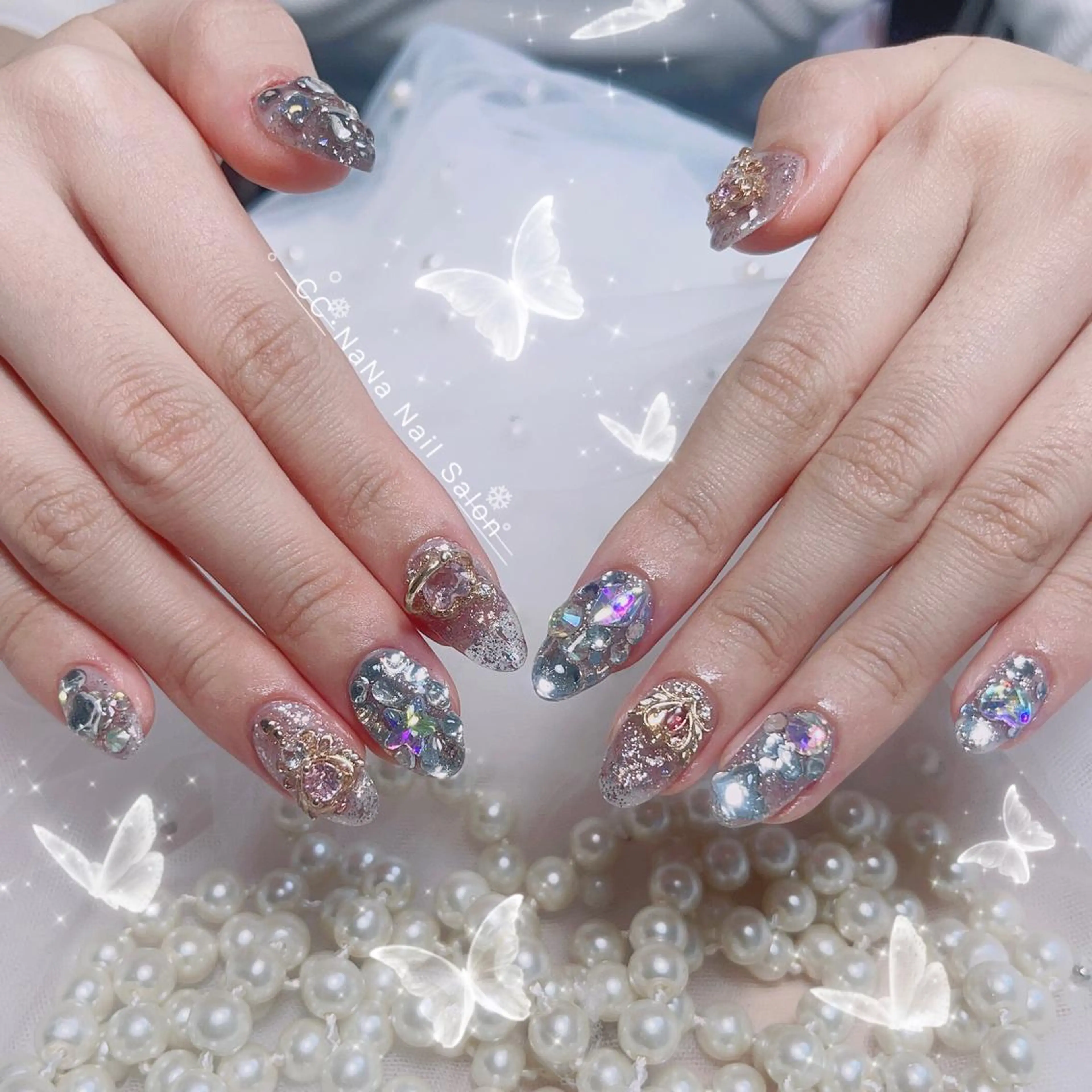 ネイル チークネイル フラッシュネイル ジェルネイル ハート キラキラネイル ハンドネイル CCNaNaスカルプ 長さだし専門💎Yoのネイルデザイン