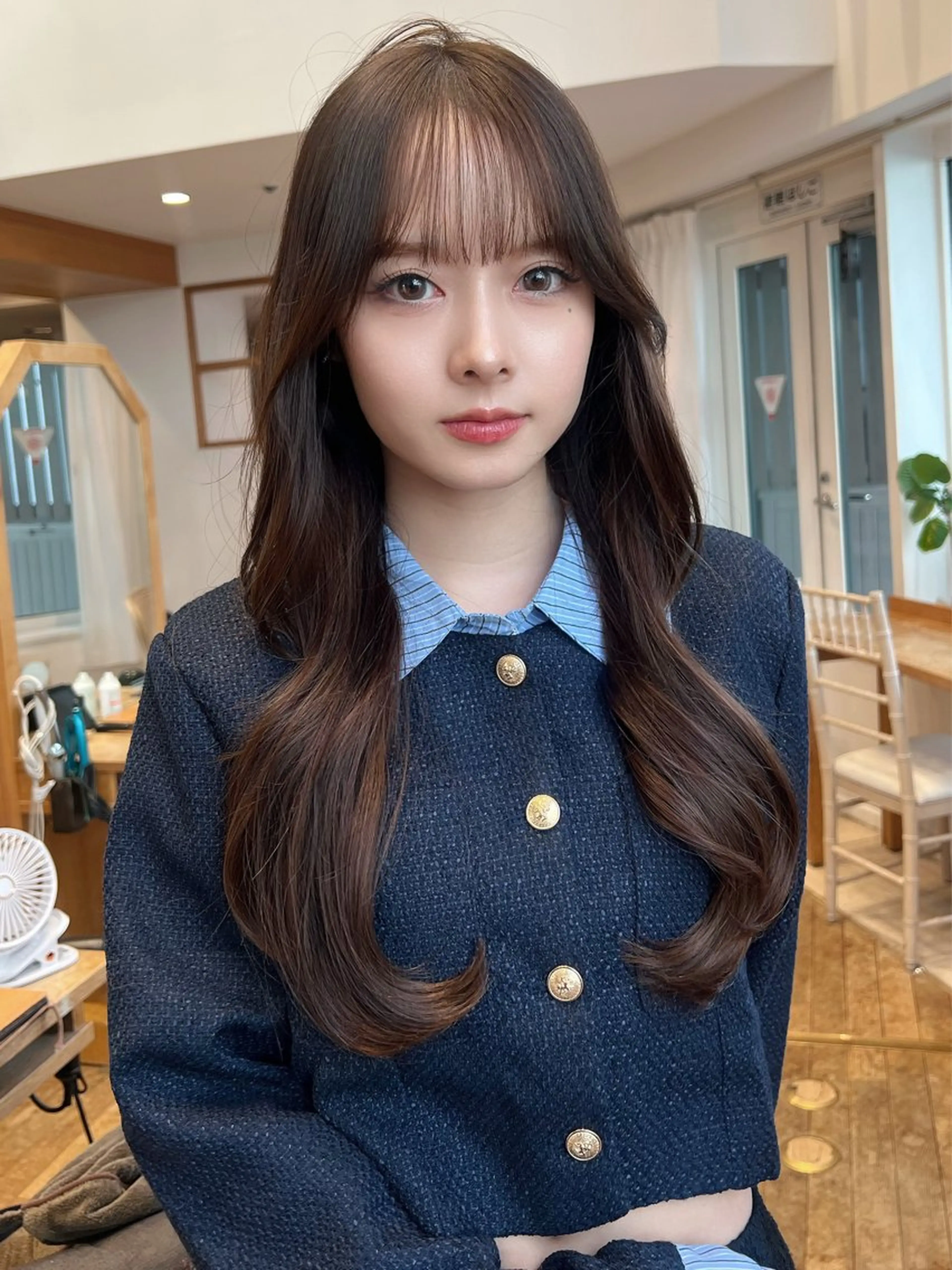 ミディアム カラー 透明感カラー 顔まわりレイヤー レイヤーカット 望月威吹/表参道/カ ットモデル/似合わせのヘアスタイル