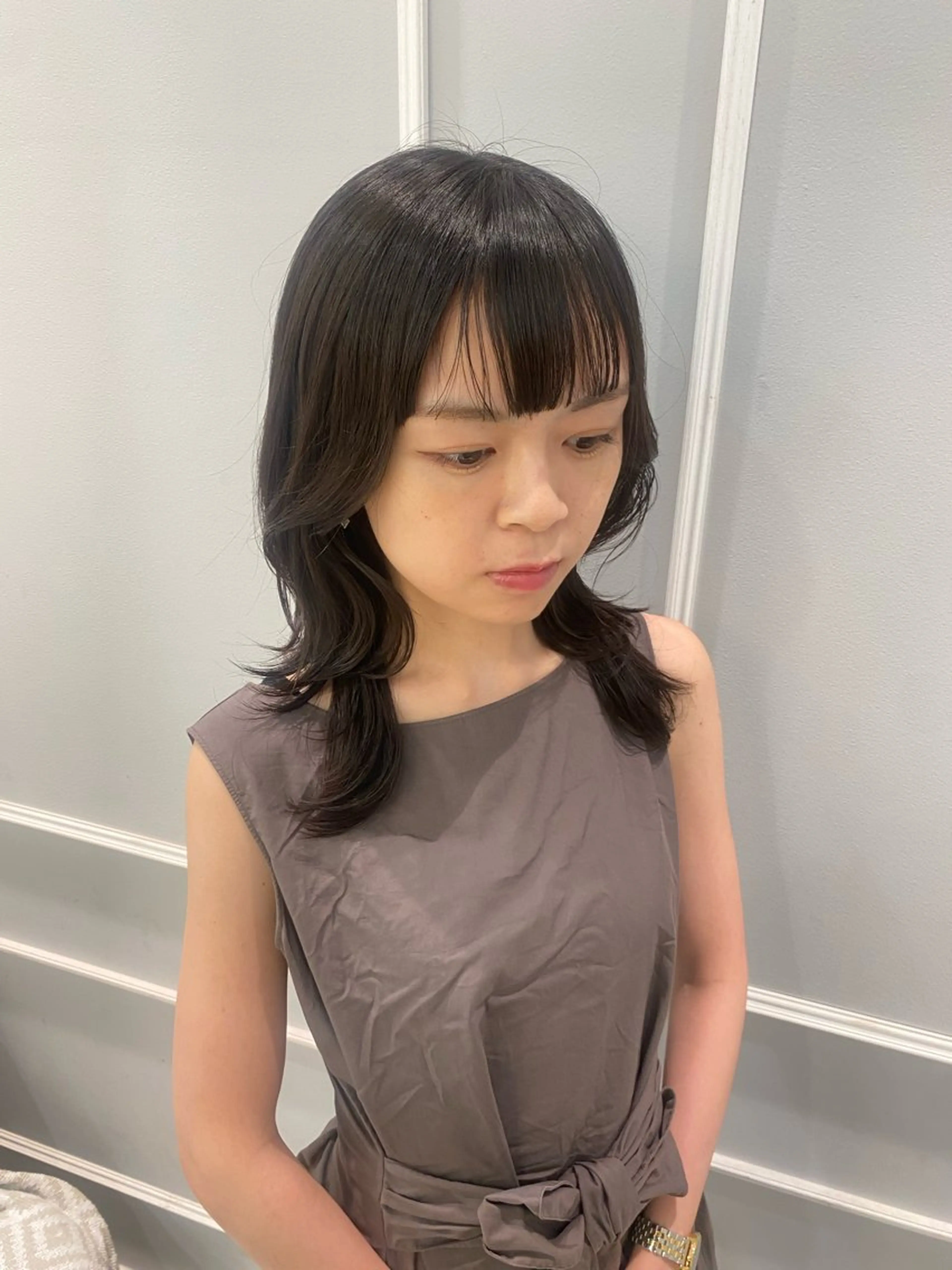 ミディアム くびれヘア ウルフカット 韓国ヘア🍒渡辺 咲🍒のヘアスタイル