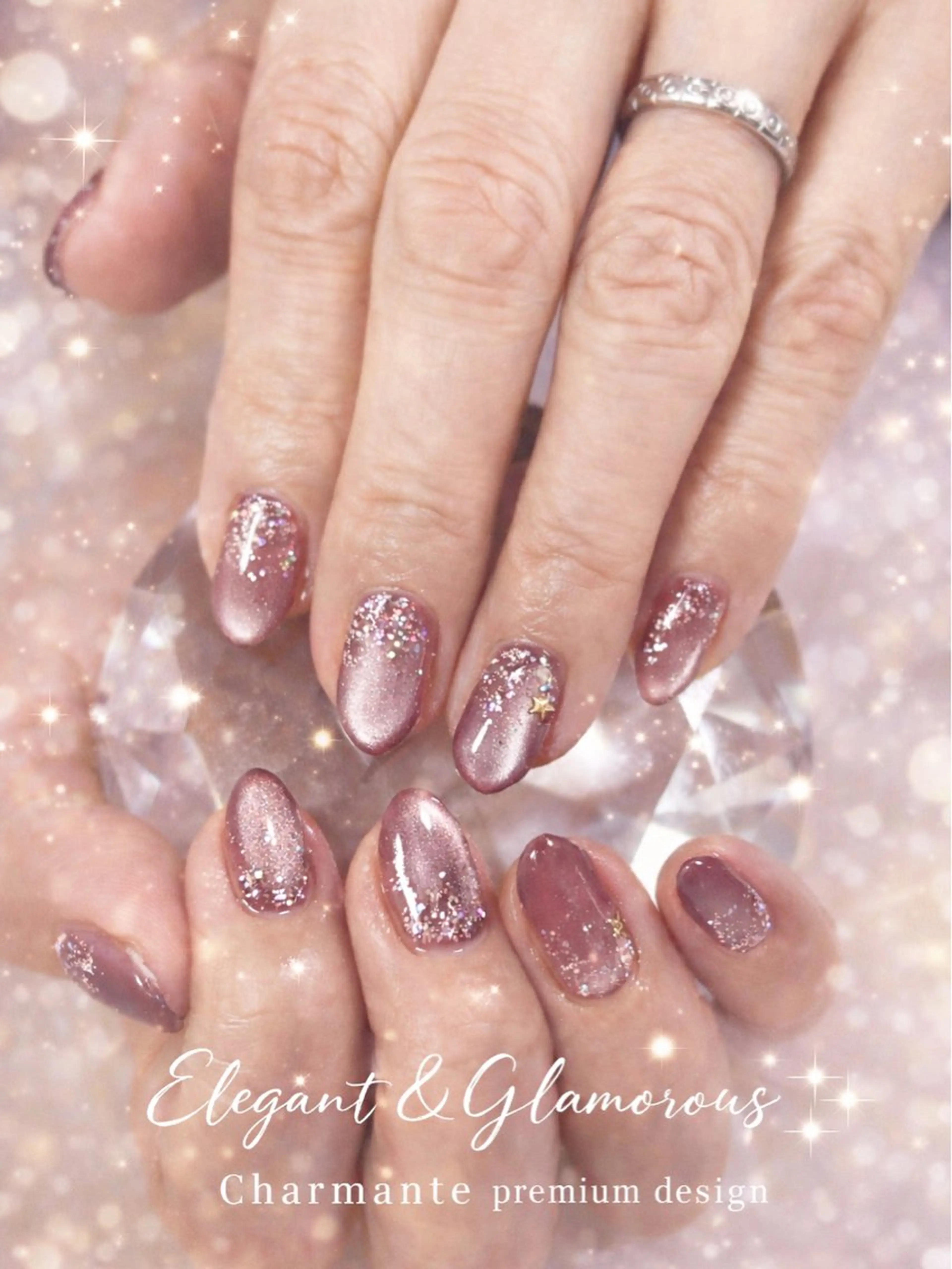 ネイル ラメ(グリッター) ハンドネイル Nail studio Charmante at Chillrug所属・Studio Charmanteのネイルデザイン