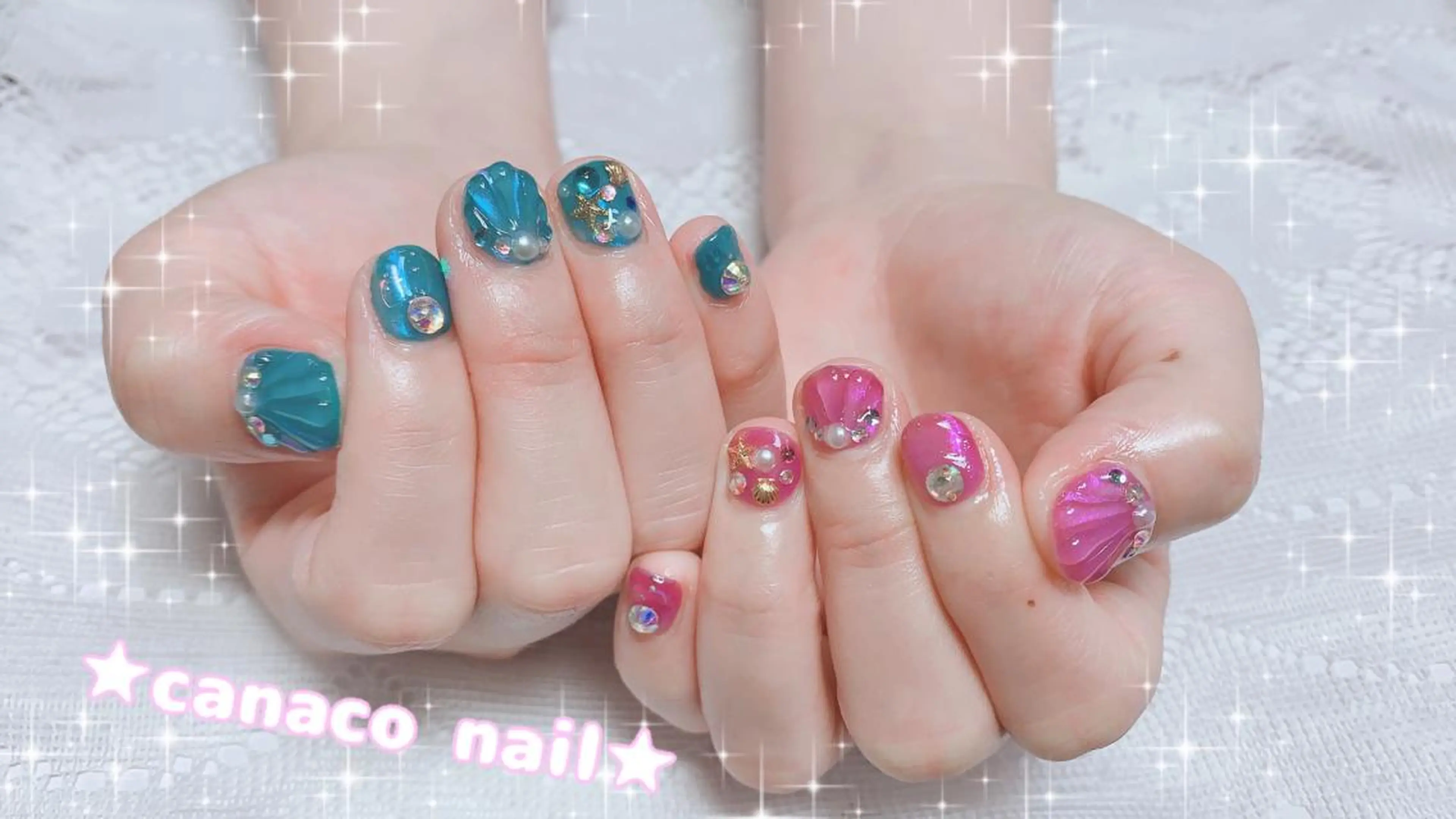 ネイル アートネイル オーロラネイル ジェルネイル パラジェル ストーンネイル Felice所属・ベテランネイル cnc  nailのネイルデザイン