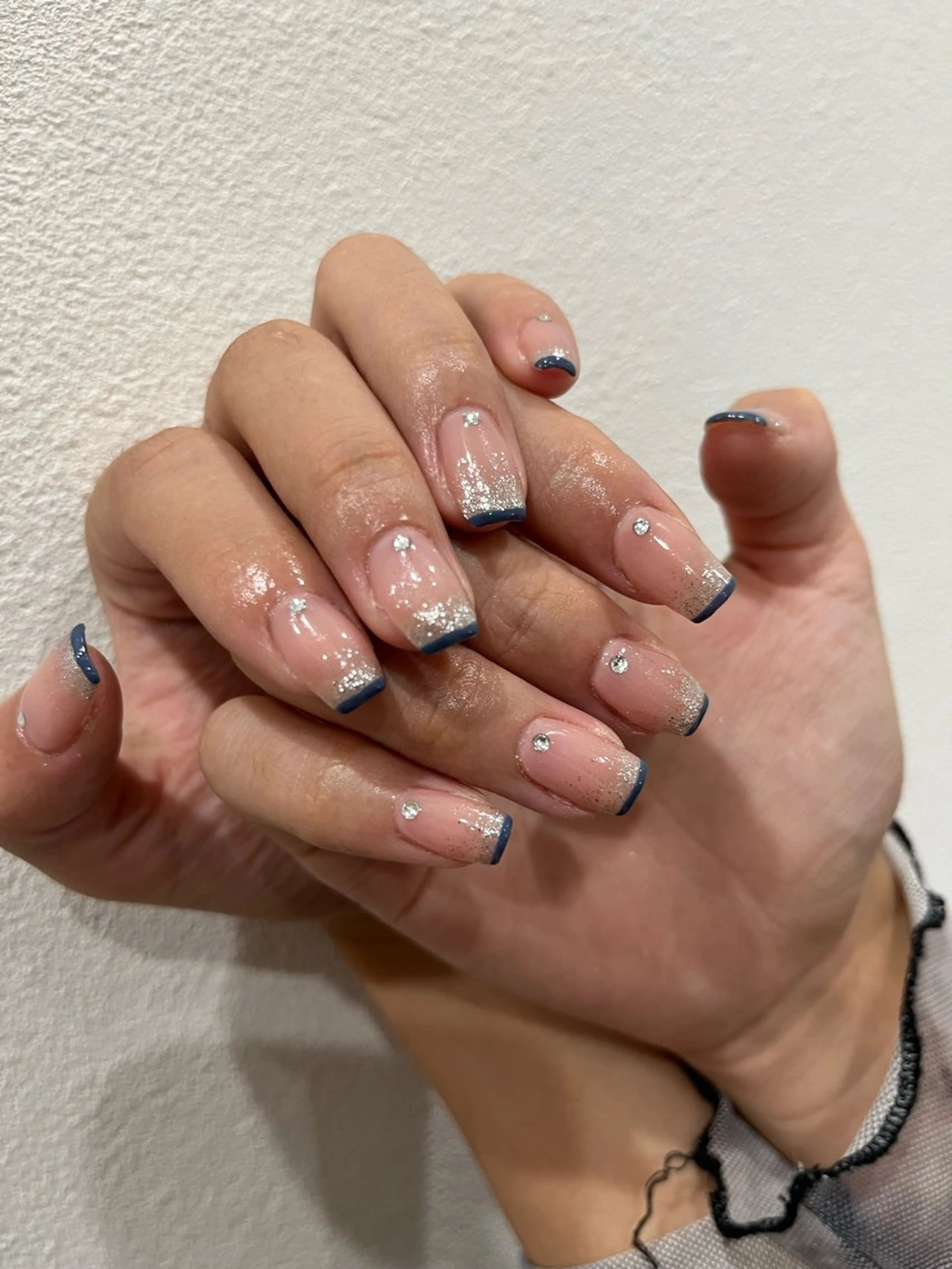 ネイル フレンチネイル グラデーション ラメ(グリッター) ラメグラデーション 福井 ゆののネイルデザイン