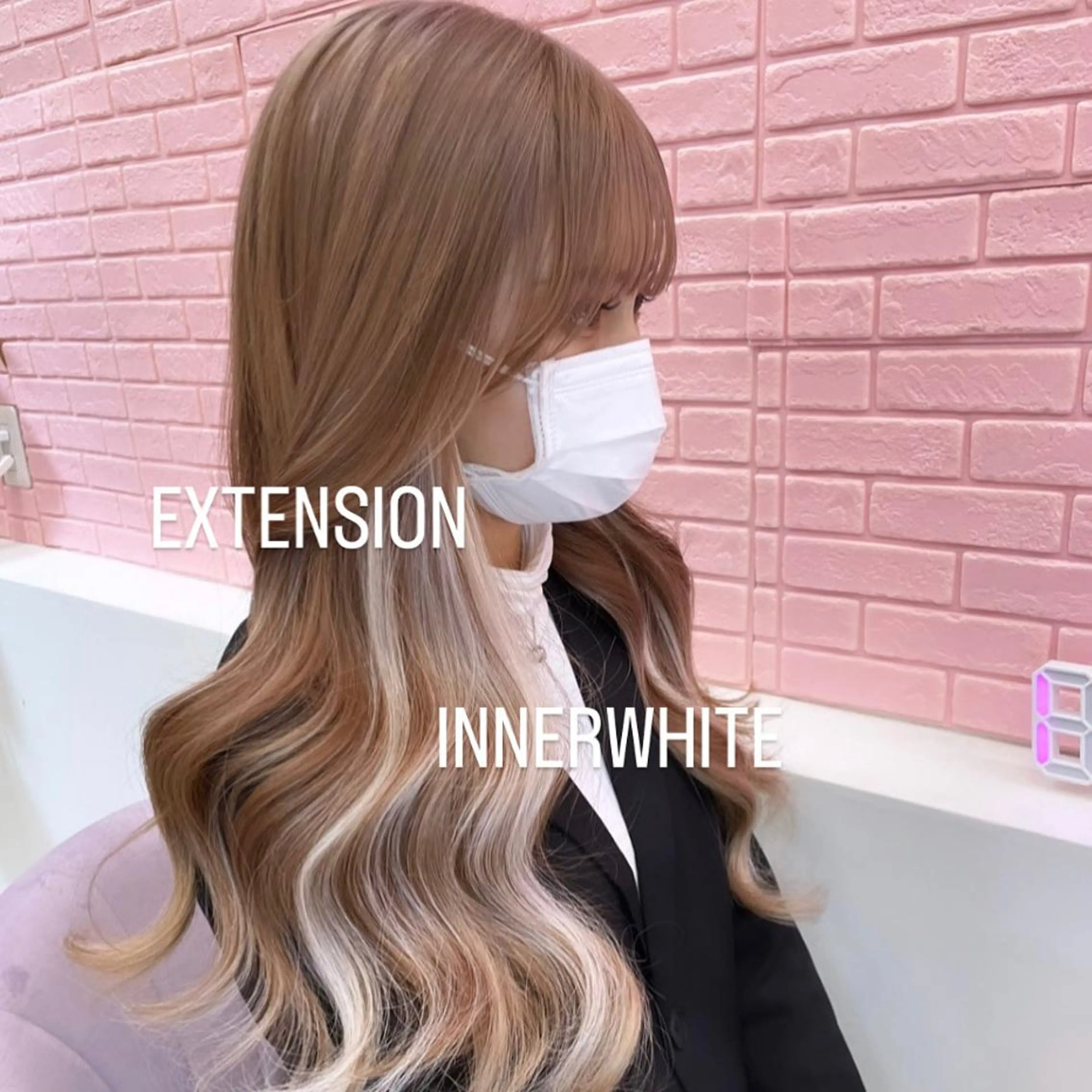 ロング カラー エクステ エクステ🩵ブリーチ 韓国ヘア🩵KAEのヘアスタイル