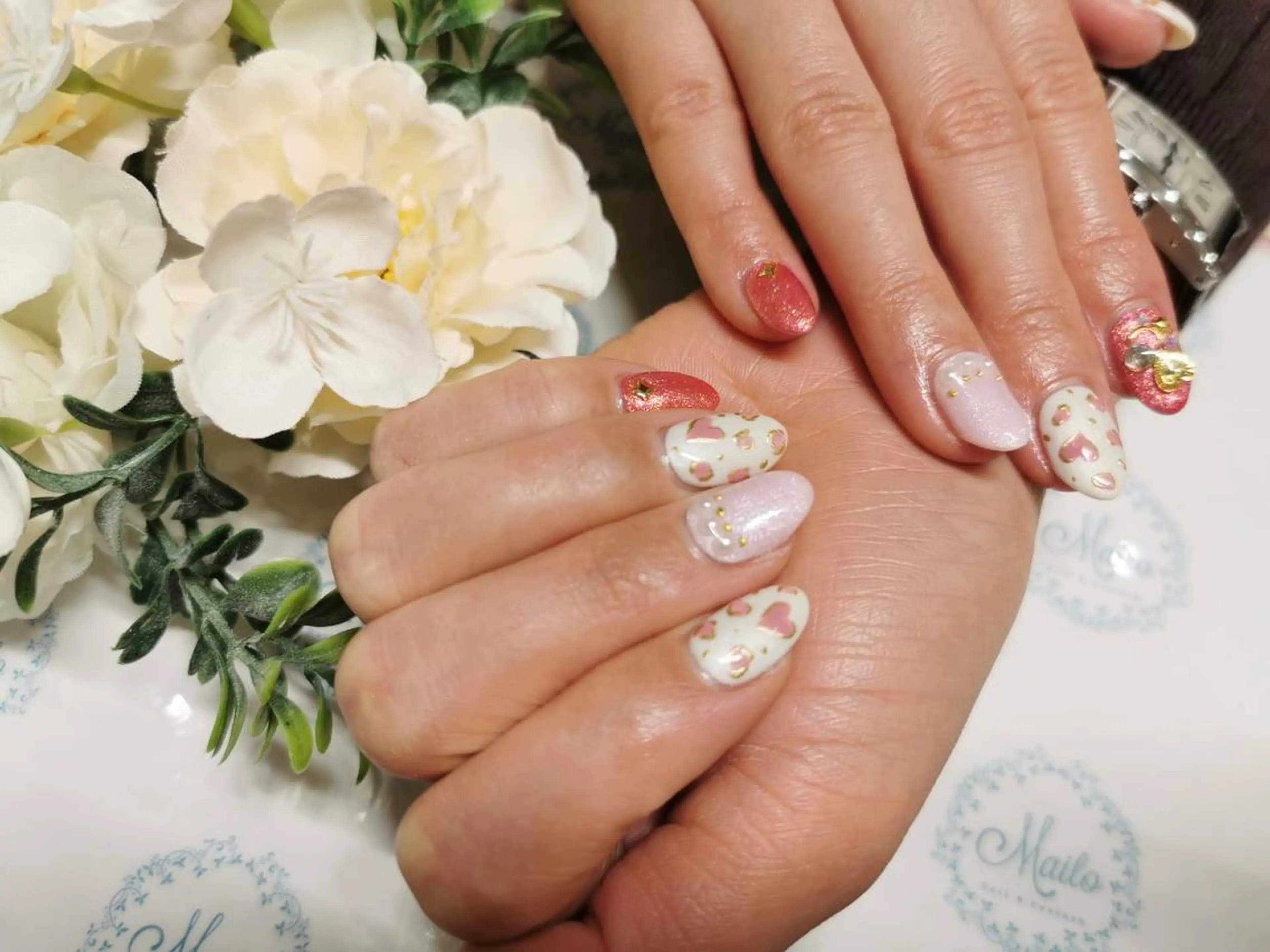 ネイル ネイルリボン 受付スタッフのネイルデザイン
