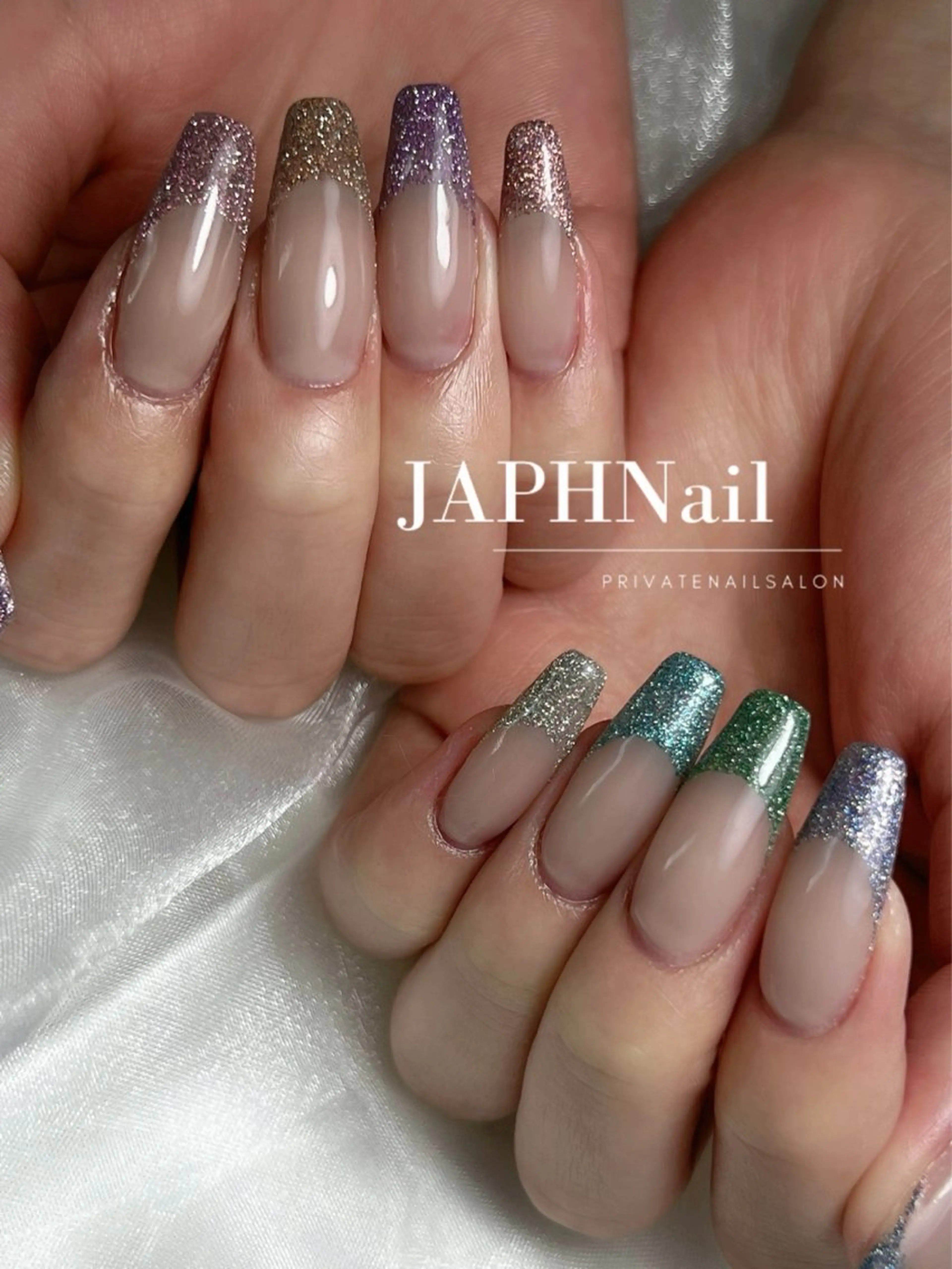 ネイル フラッシュネイル フレンチネイル ロングネイル マグネットネイル 持ち込み ハンドネイル NailSalon /JAPHのネイルデザイン