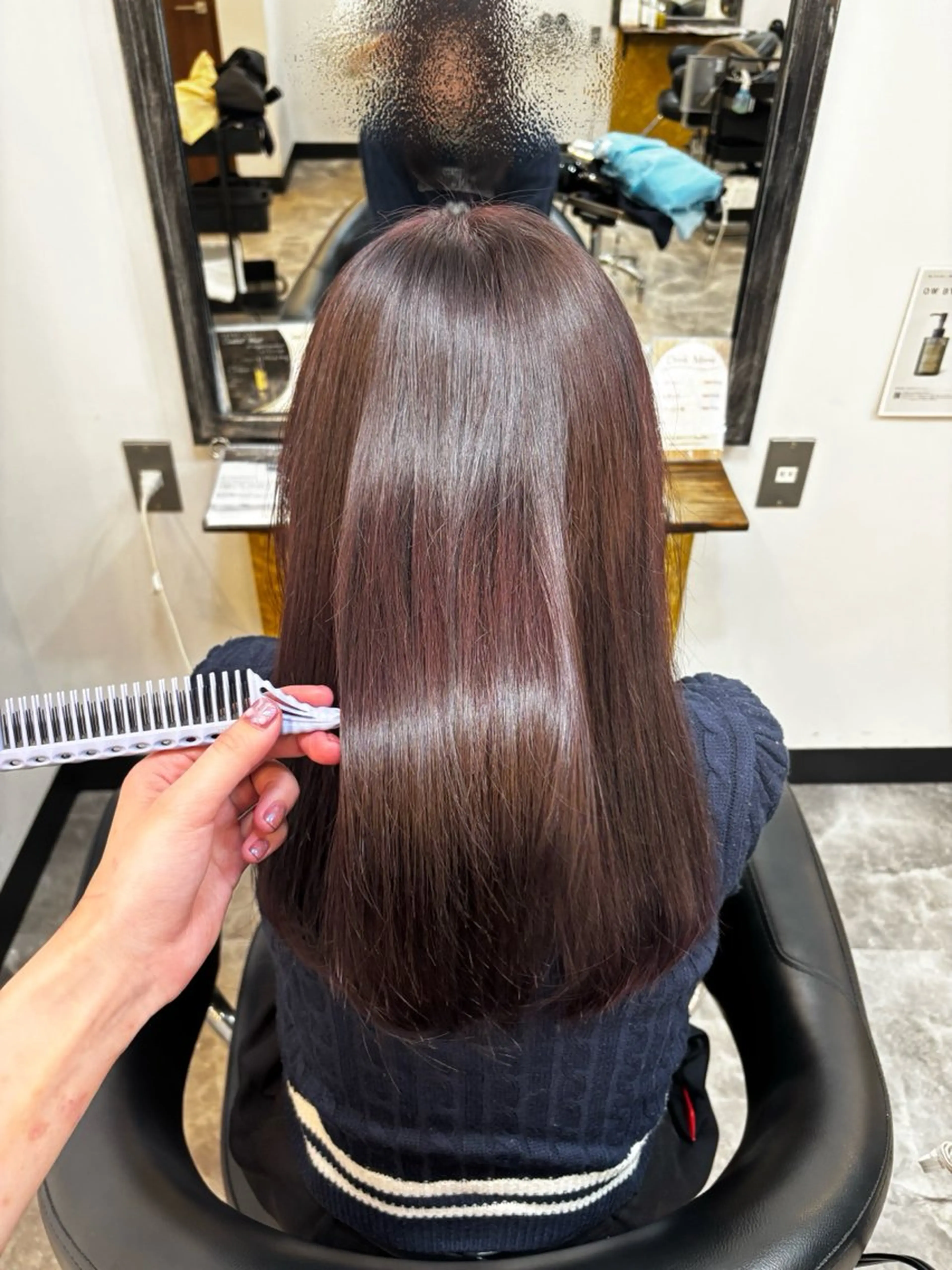 セミロング カラー ブラウンカラー ココアブラウン 🌙透明感カラー／ 丁寧施術｜松本のヘアスタイル