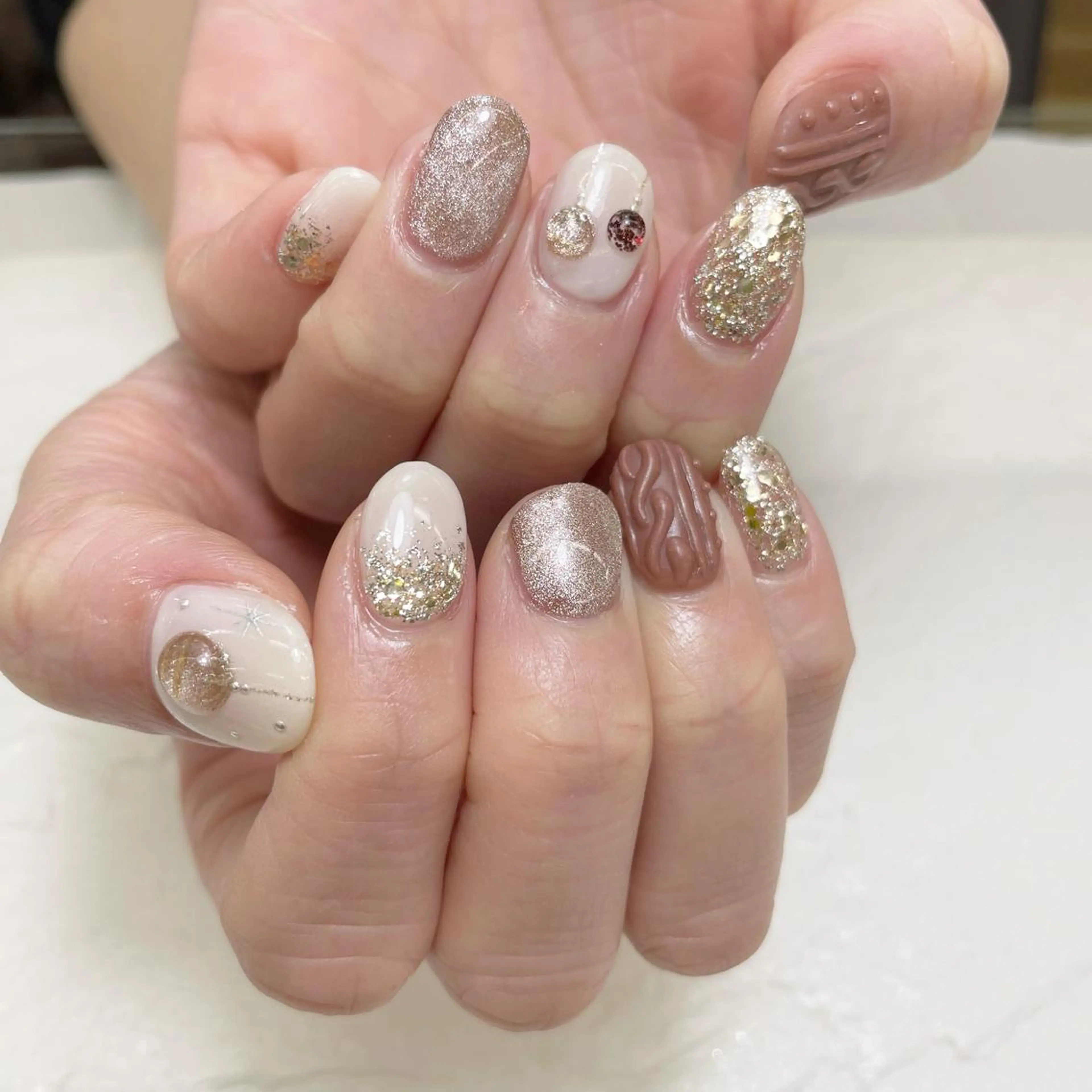 ネイル 持ち込み 冬ネイル クリスマス Nail Blue512所属・Nailist MINORIのネイルデザイン