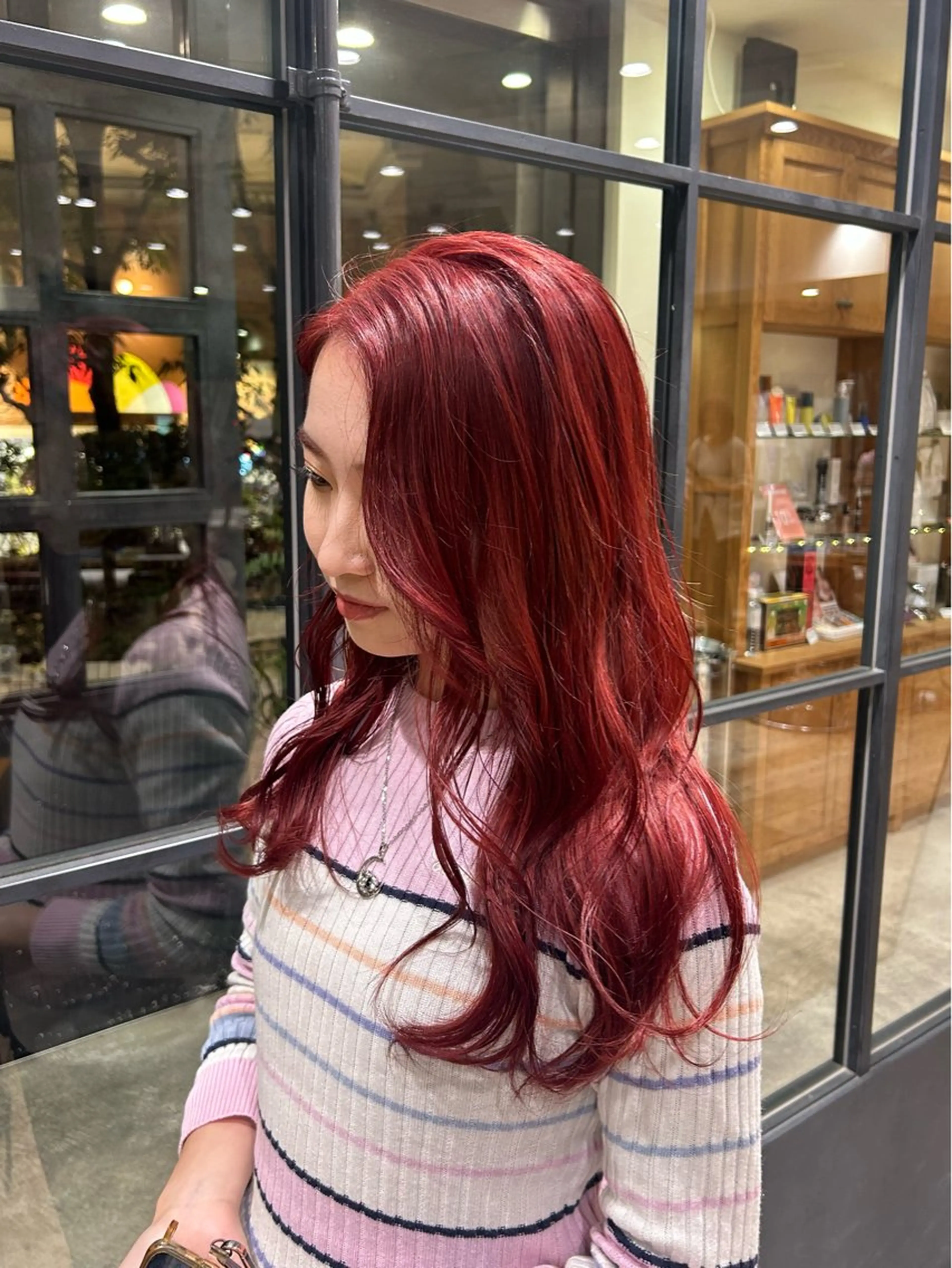 ロング カラー ブリーチ レッドカラー ヘアカラー Lumier de mashu所属・nana/ボブ/ レイヤー/メンズのヘアスタイル