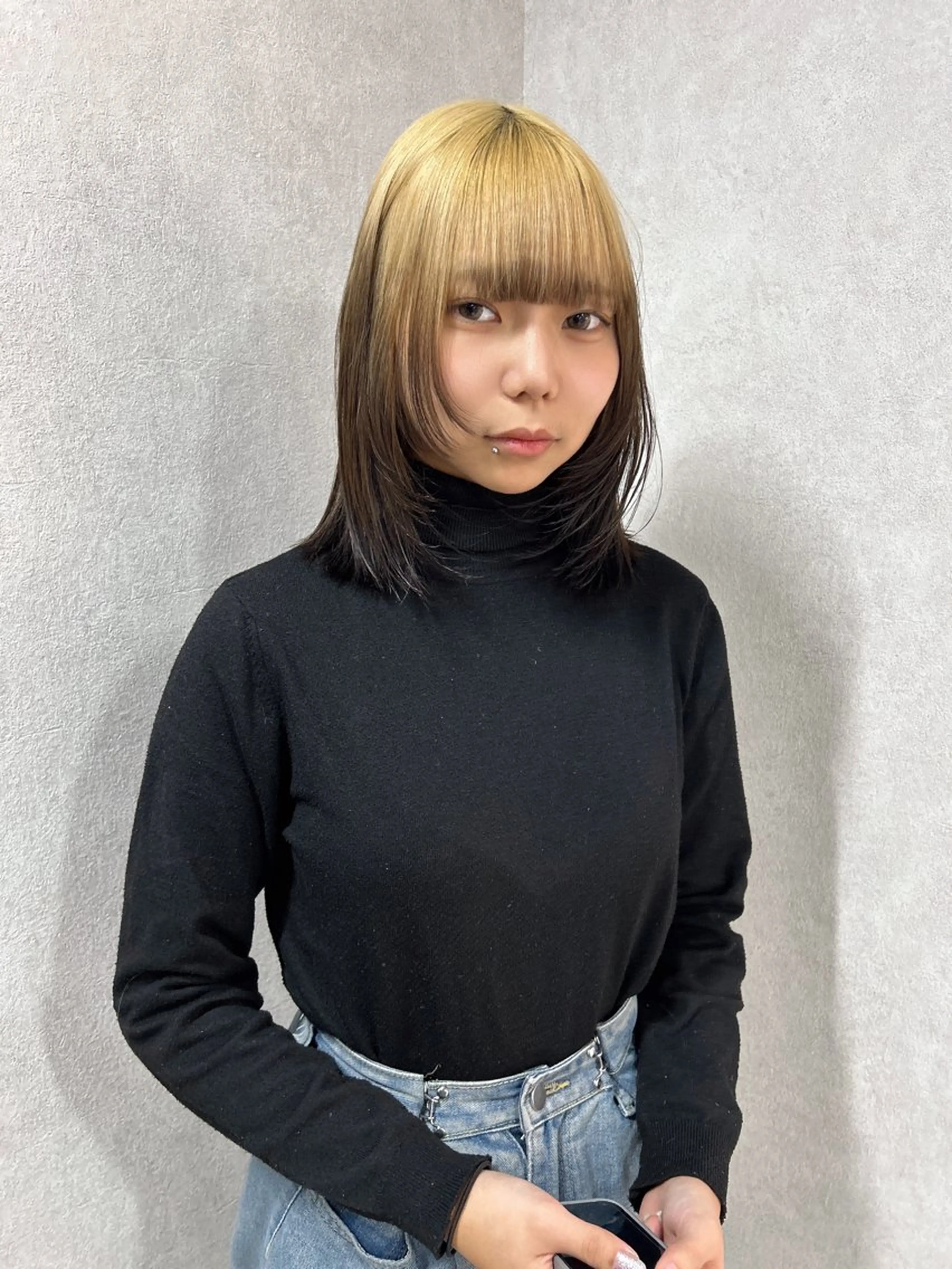 ミディアム ボブ 顔周りカット レイヤーカット 髪質改善大阪/ 酸性縮毛矯正/ゆうとのヘアスタイル