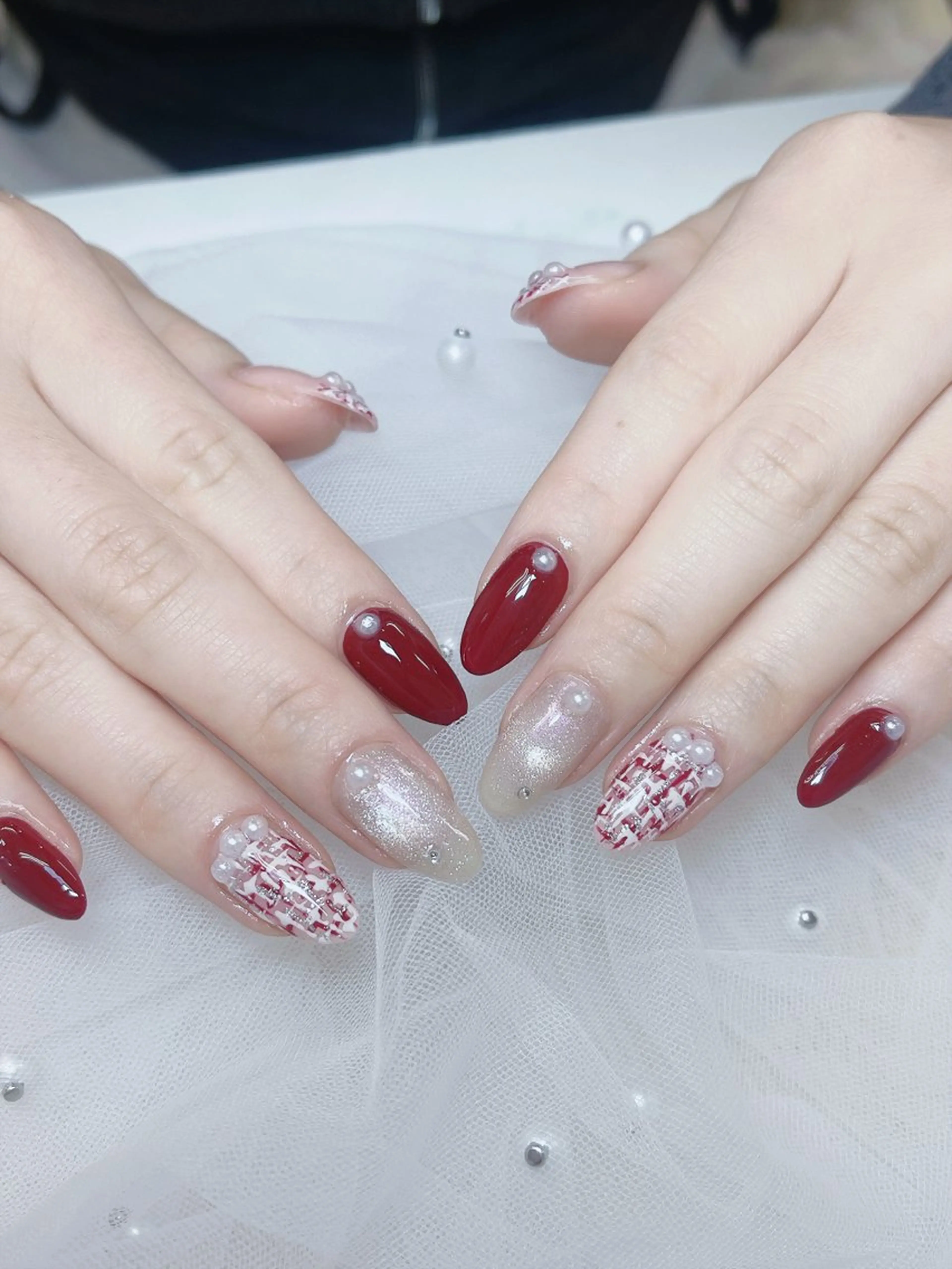 ネイル チークネイル 成人式 フレンチネイル グラデーション 氷ネイル・うるうるネイル ハンドネイル DUO MI所属・DUO   MI nail salonのネイルデザイン