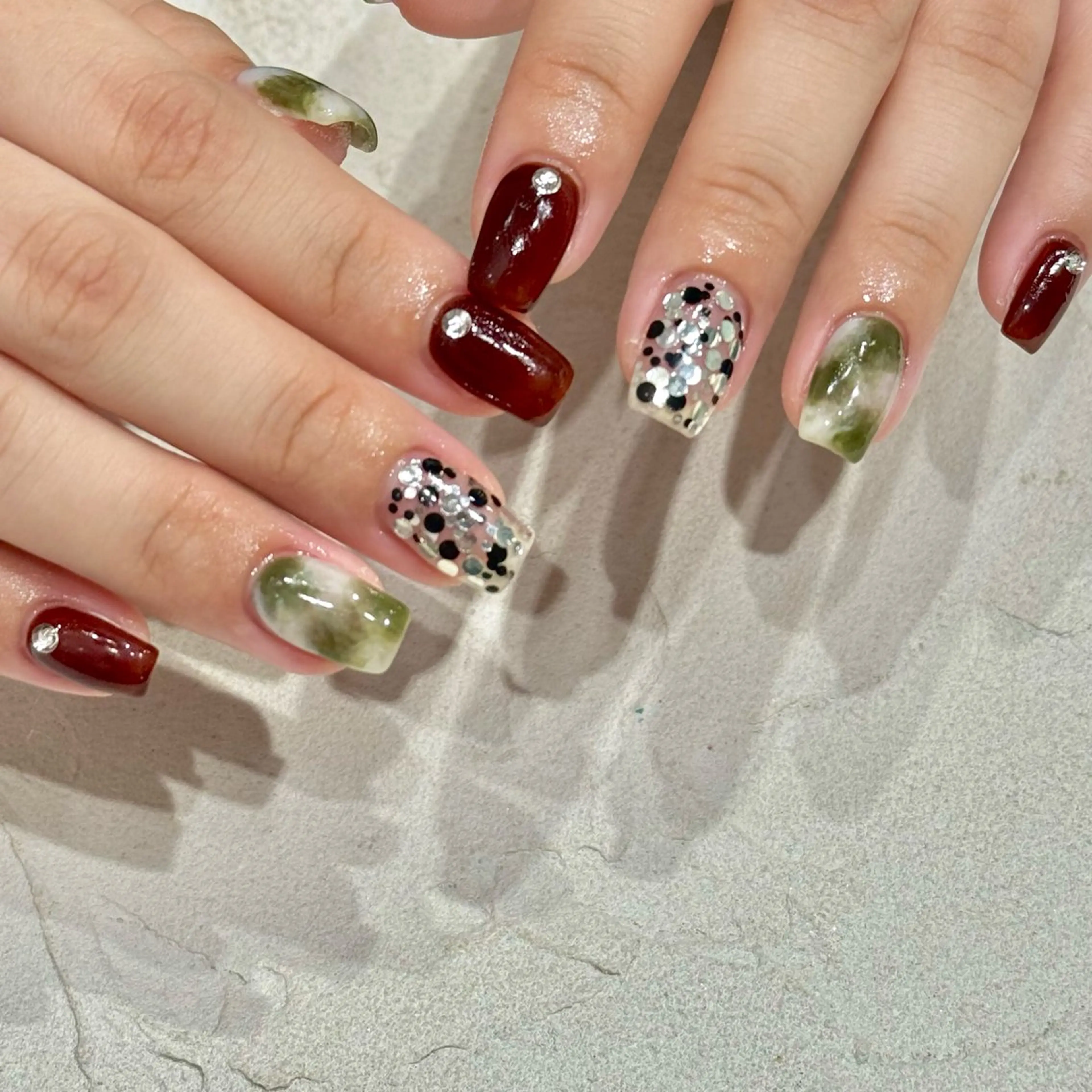 ネイル ブラウン 大理石ネイル(マーブル) ハンドネイル Bianca YAMADA☺︎のネイルデザイン