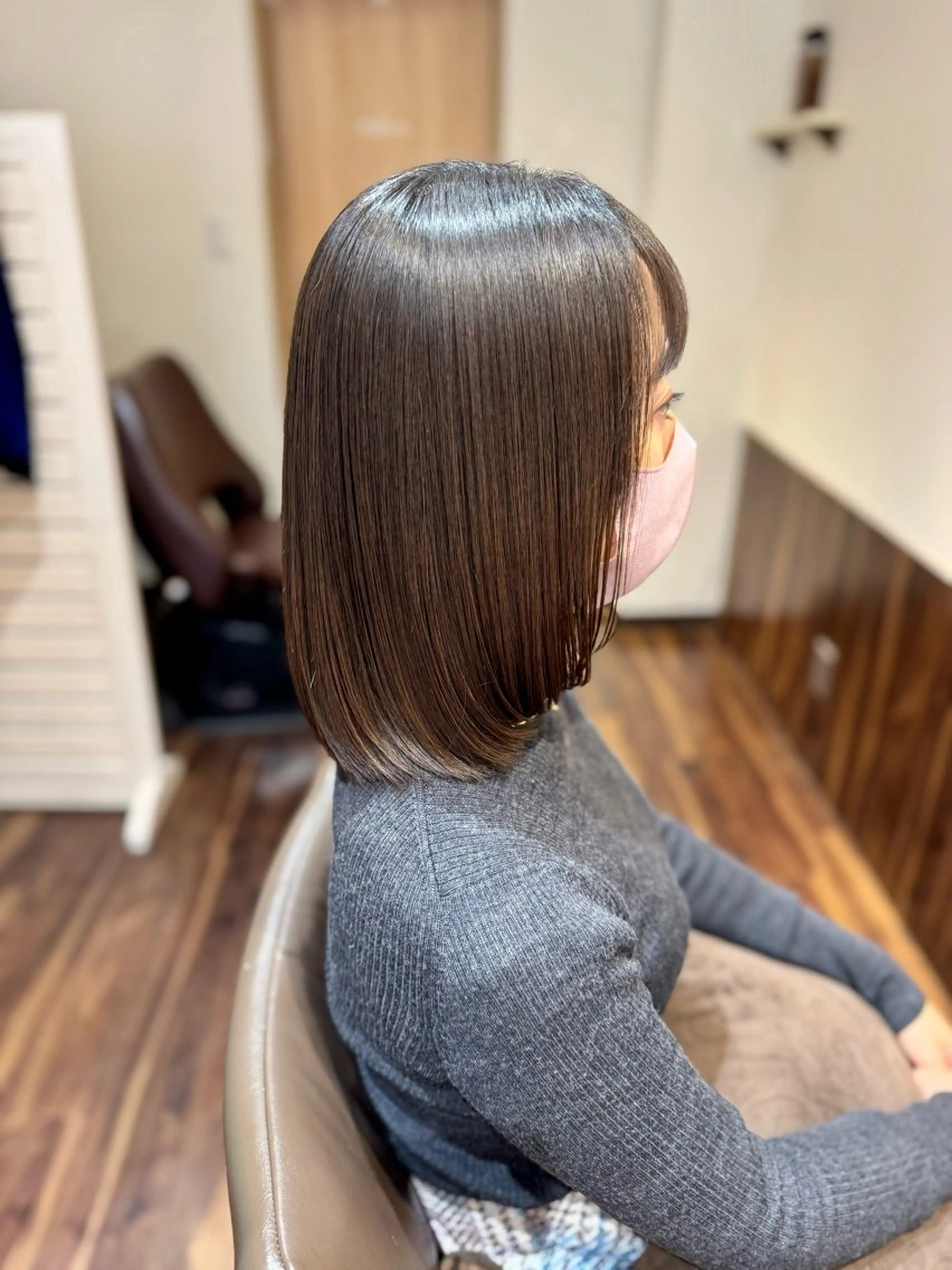 ミディアム 縮毛矯正 トリートメント カット 縮毛矯正 トリートメント green feel 長原所属・西山 大樹のヘアスタイル