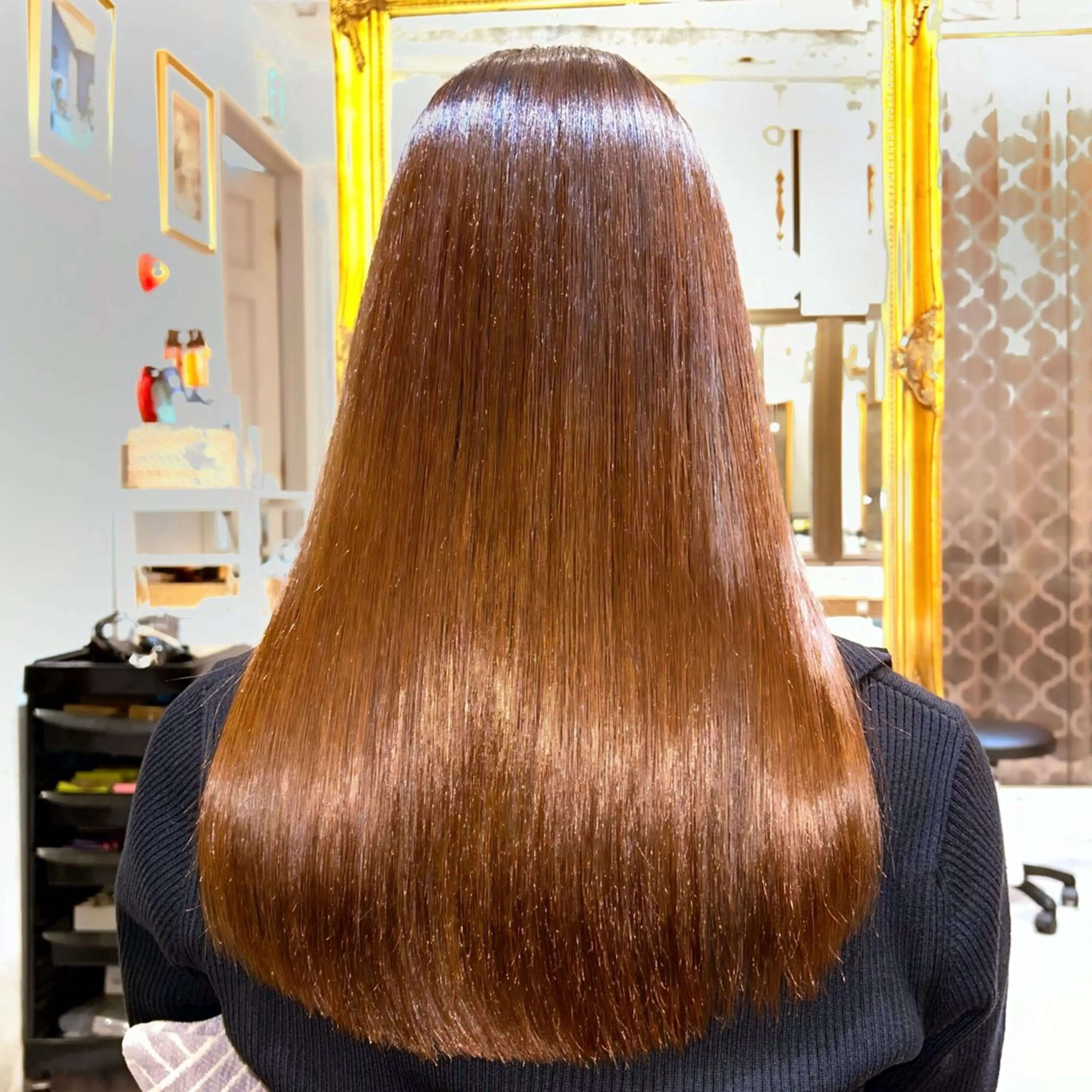 セミロング カラー ボブ 縮毛矯正 カット ヘアカラー 縮毛矯正 髪質改善【縮毛矯正】 美髪ボブを量産する人のヘアスタイル