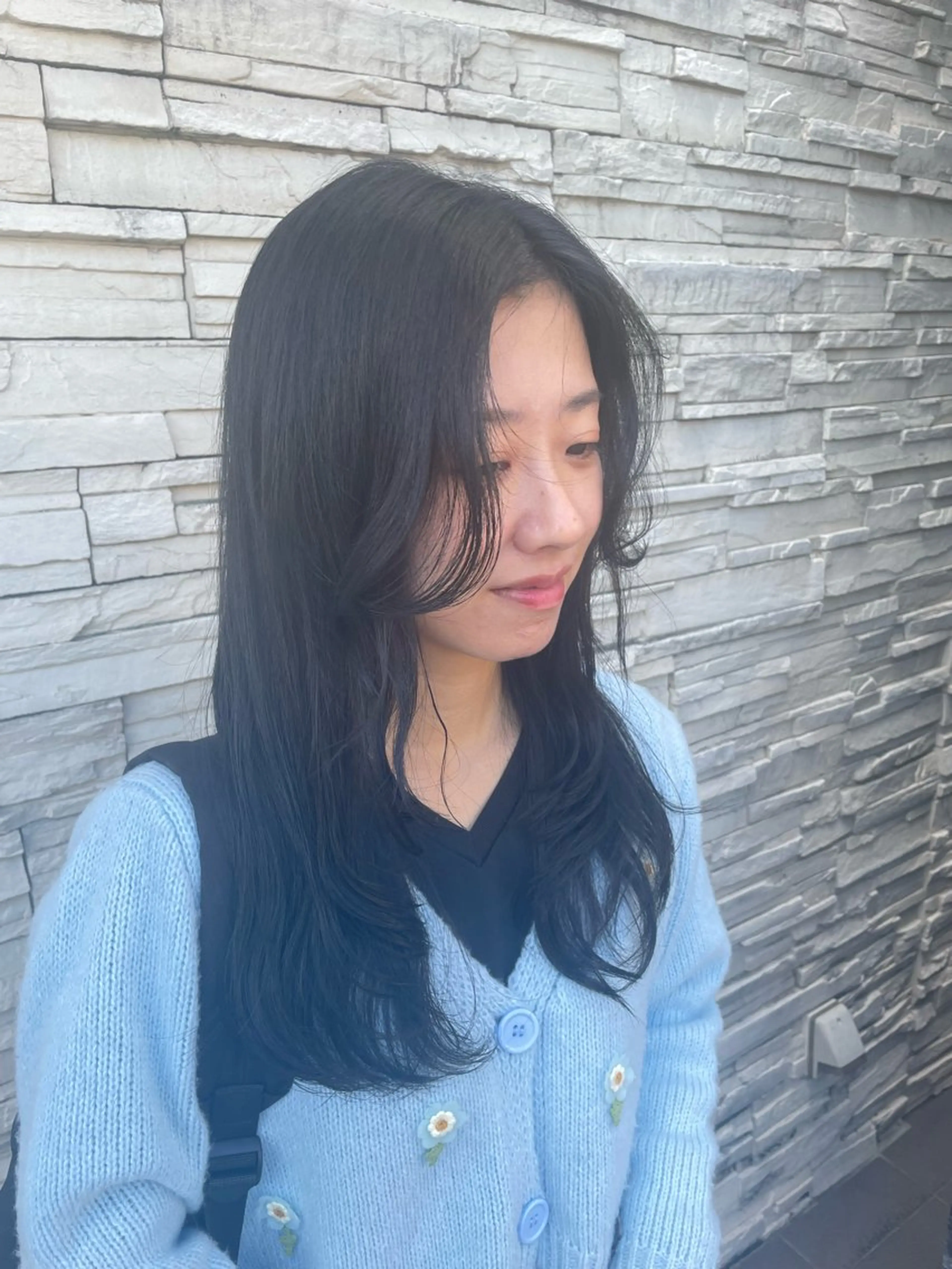 セミロング パーマ セミロングパーマ 顔周りカット レイヤーカット カット パーマ 韓国ヘア/パーマ スタイル　北川玲聖のヘアスタイル