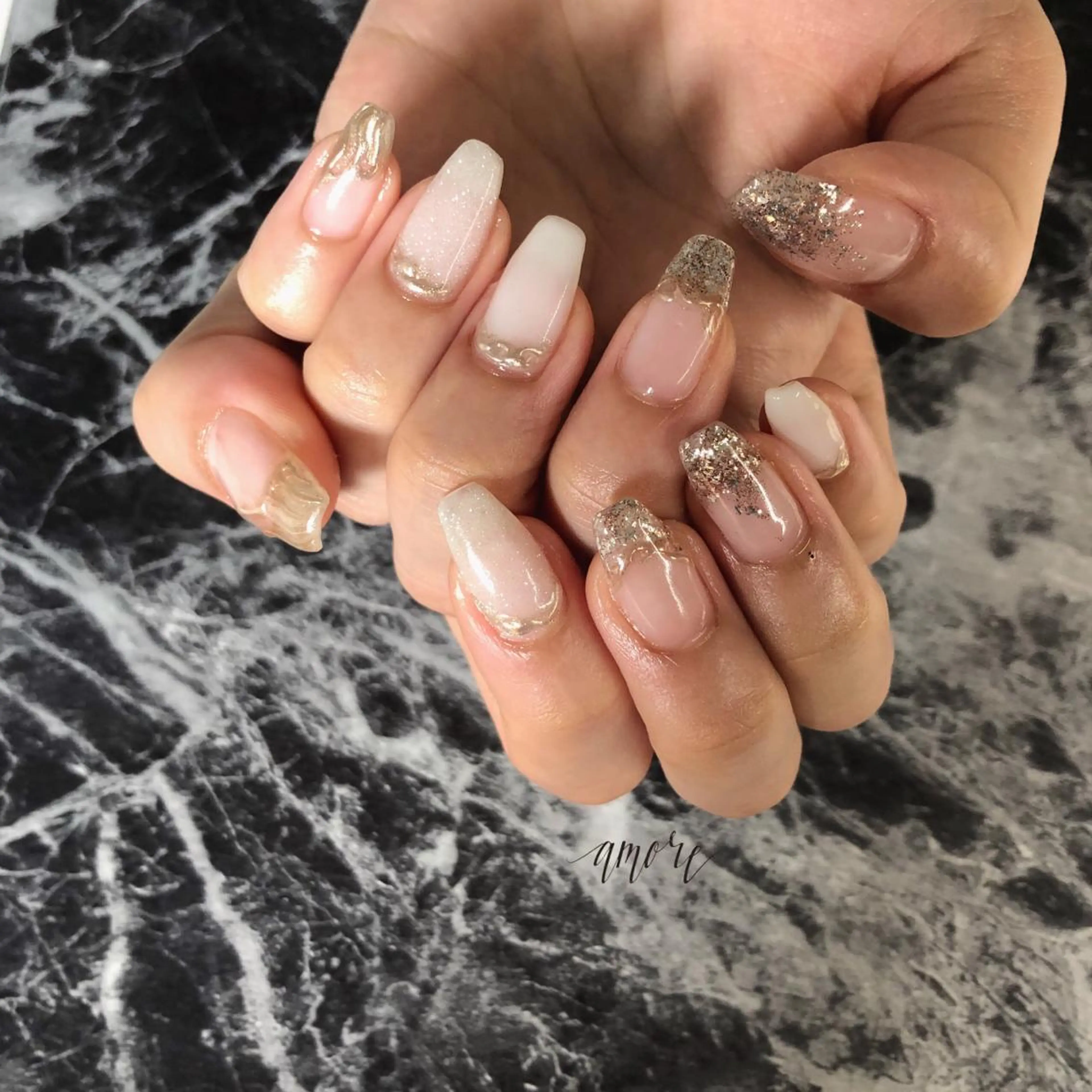 ネイル ジェルネイル ミラーネイル ニュアンスネイル 春ネイル You kyehwaのネイルデザイン