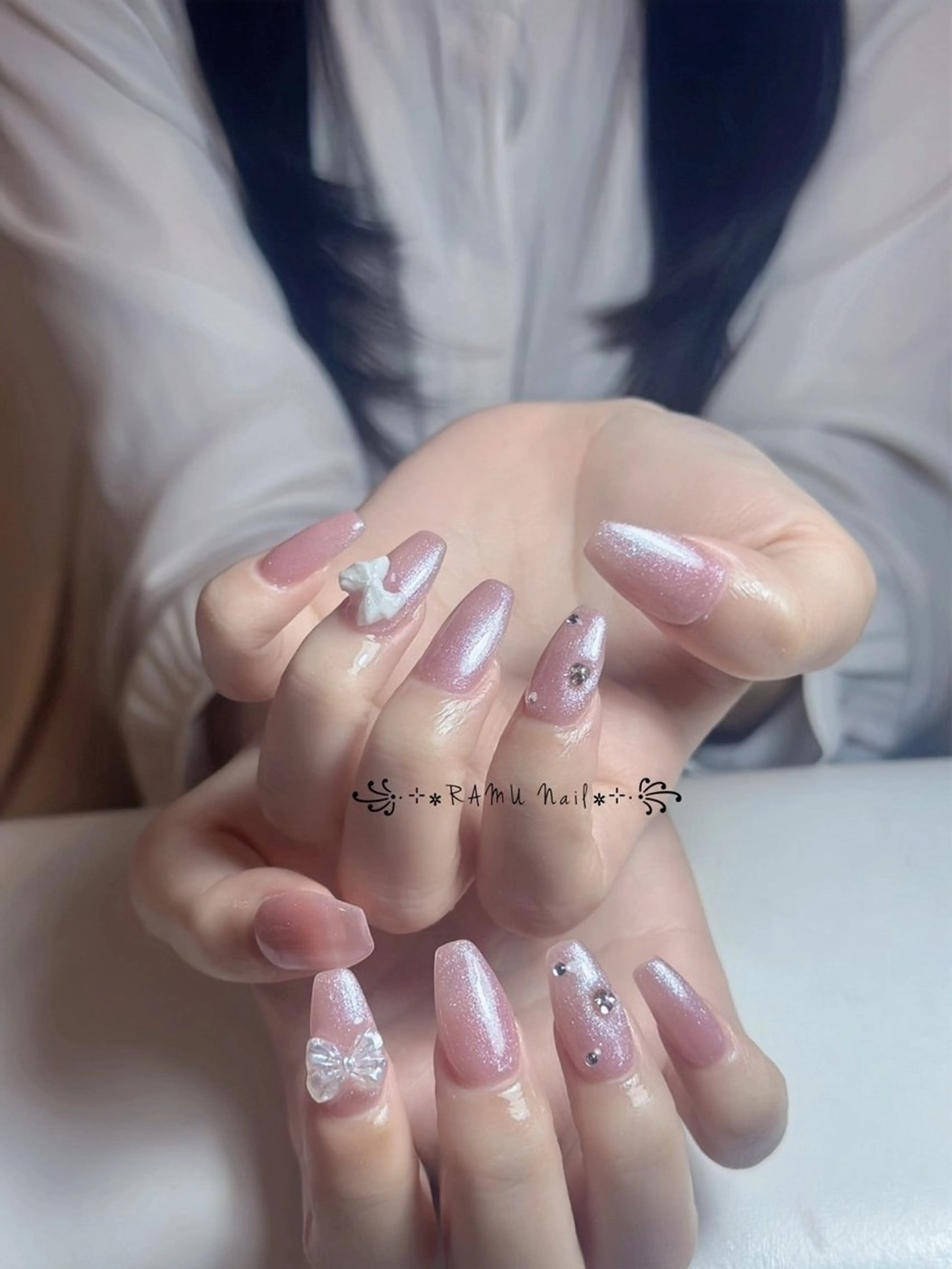 ネイル チークネイル フレンチネイル グラデーション キラキラネイル 韓国ネイル RAMU_Nail 池袋店のネイルデザイン