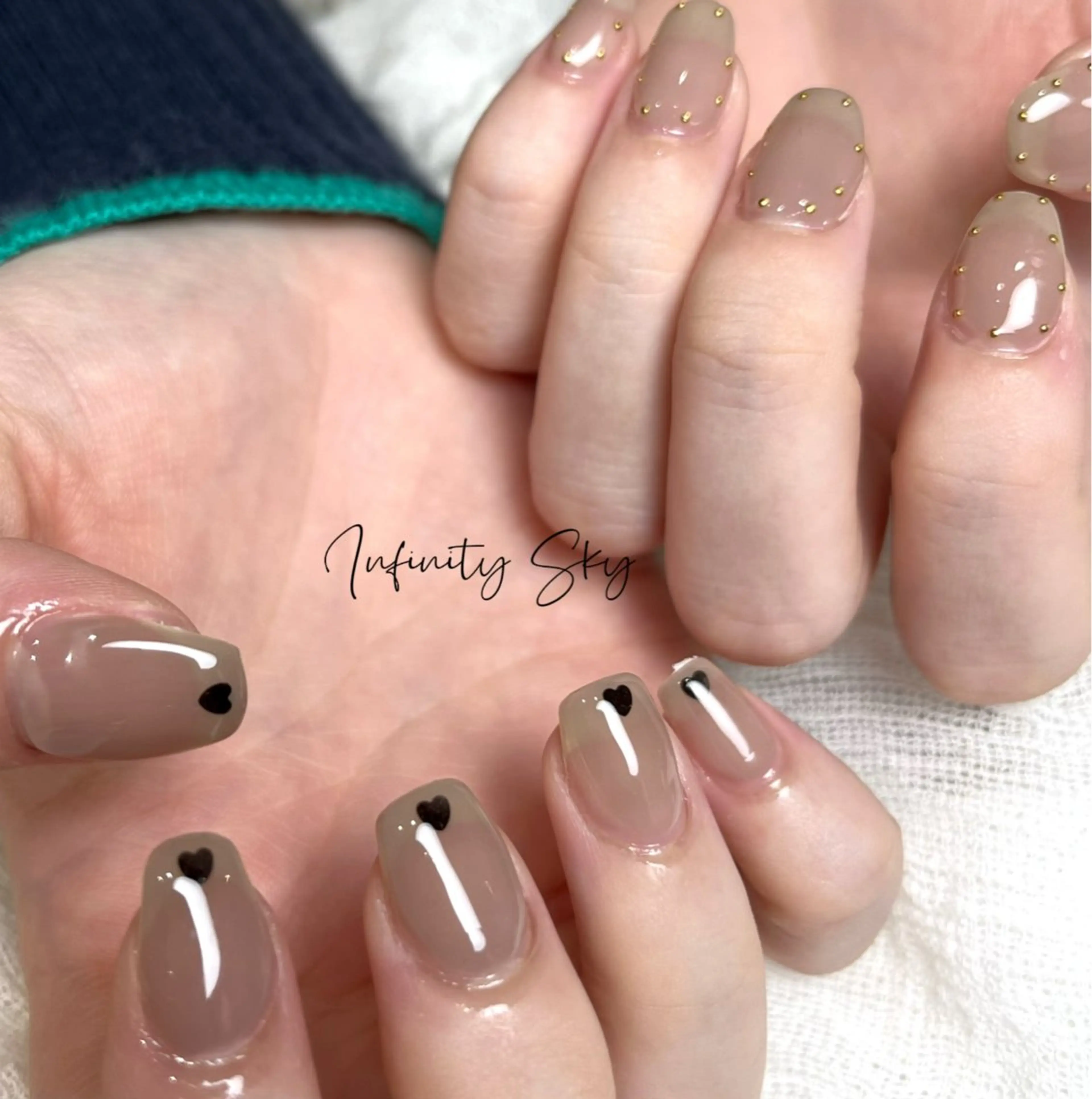 ネイル アートネイル ハート ハンドネイル infinity skyのネイルデザイン
