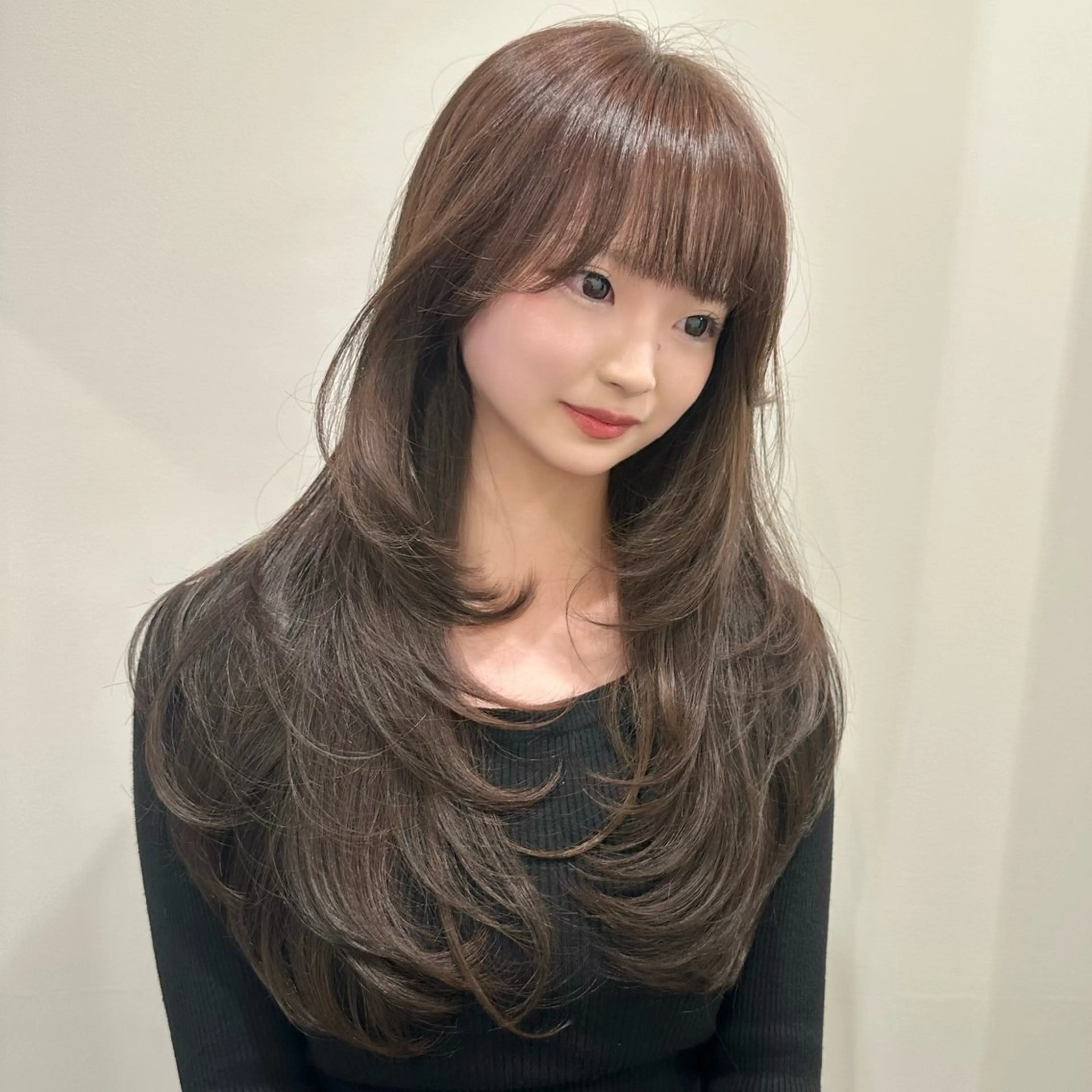 ロング カット ヘアカラー トリートメント 🌹ハッシュカット、 レイヤー韓国ヘア🌹のヘアスタイル