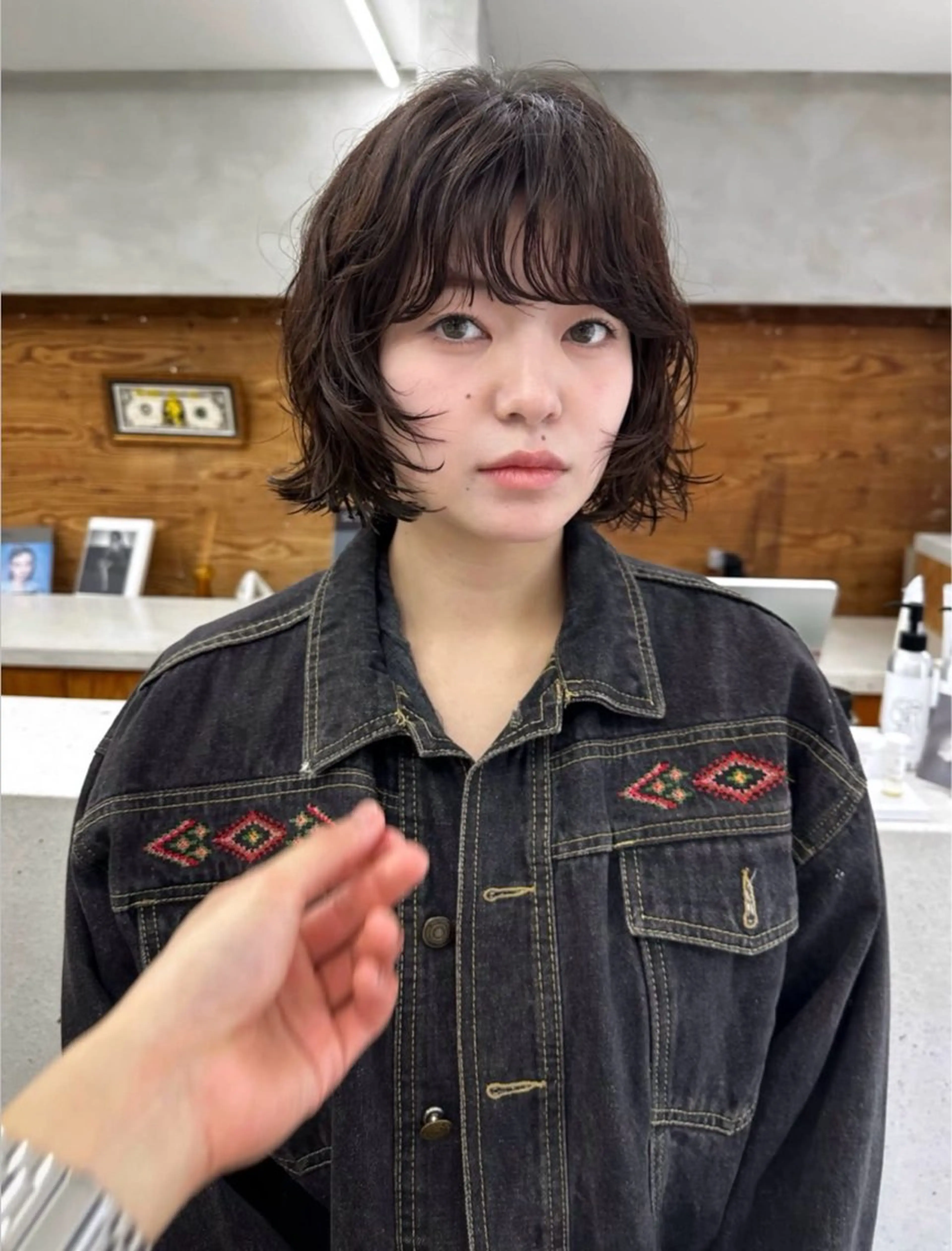 ショート パーマ ボブレイヤー ボブ 顔まわりレイヤー レイヤーカット カット パーマ トリートメント パーマ /レイヤー 榛地渉馬 /矢場町のヘアスタイル