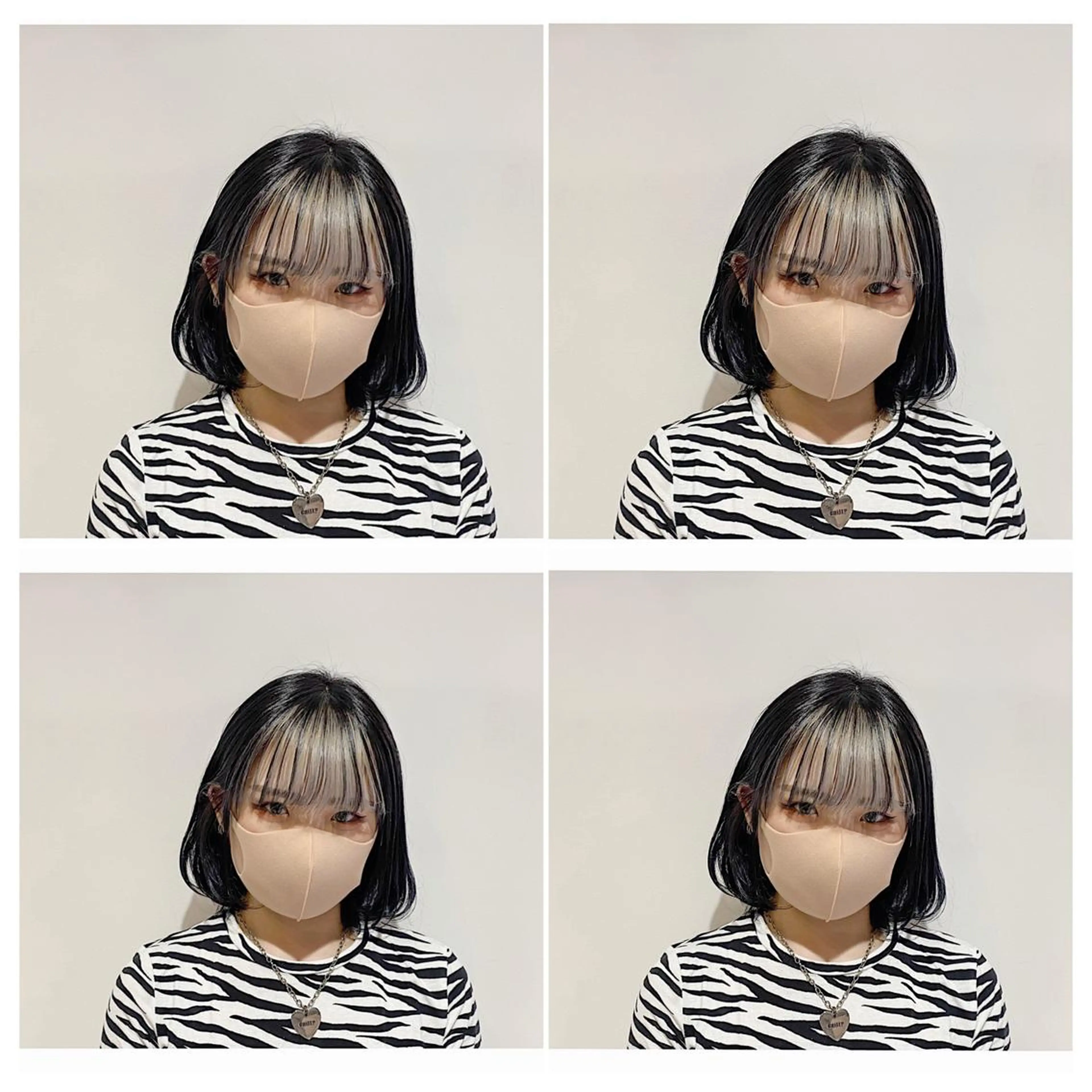 セミロング カラー ヘアアレンジ ブリーチ シルバー 竹内啓太 ボブのヘアスタイル