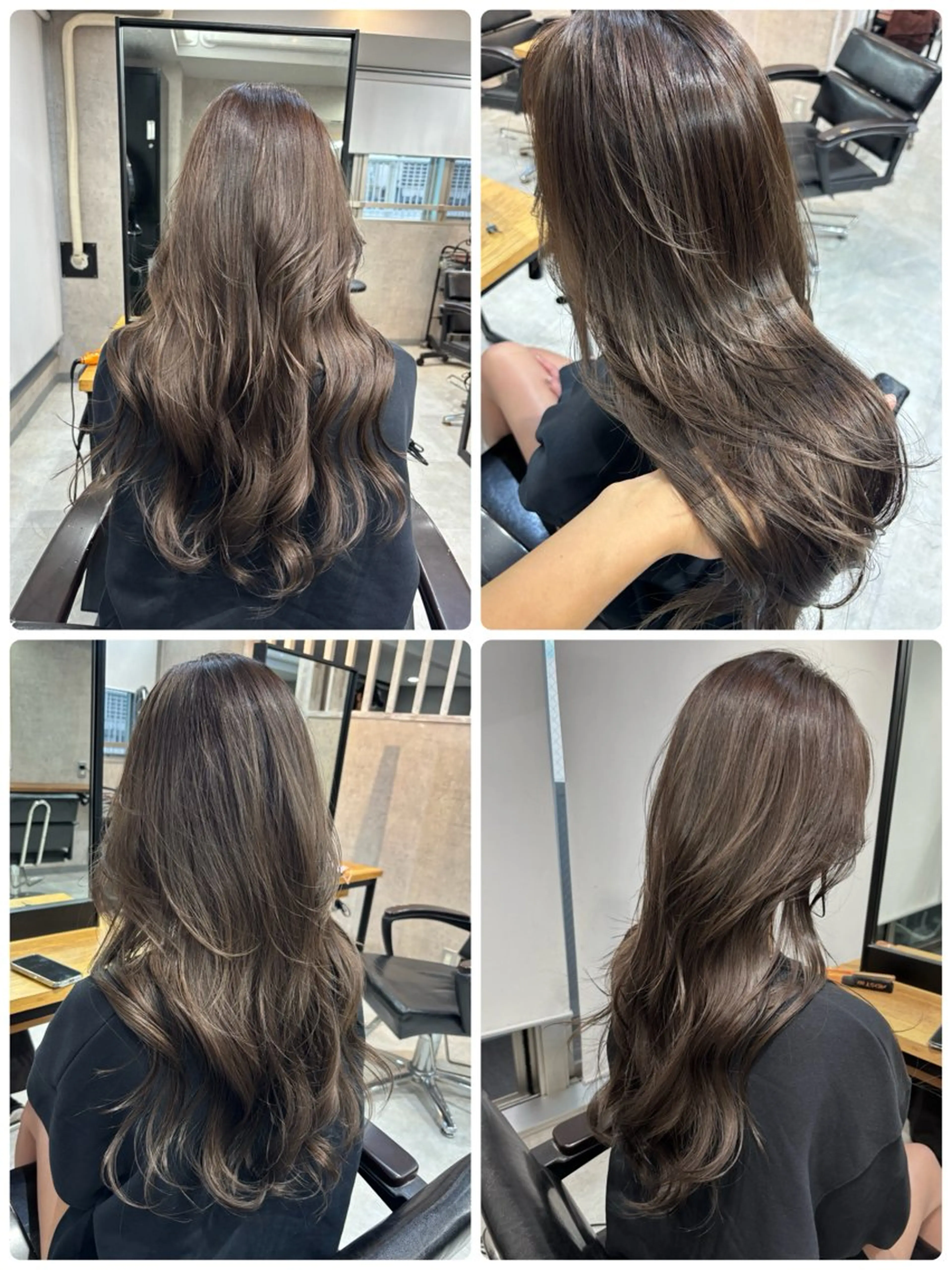 ロング カラー オレンジ レイヤーカット ロング カット ヘアカラー トリートメント 松井那津子 /ハイライトブリーチのヘアスタイル