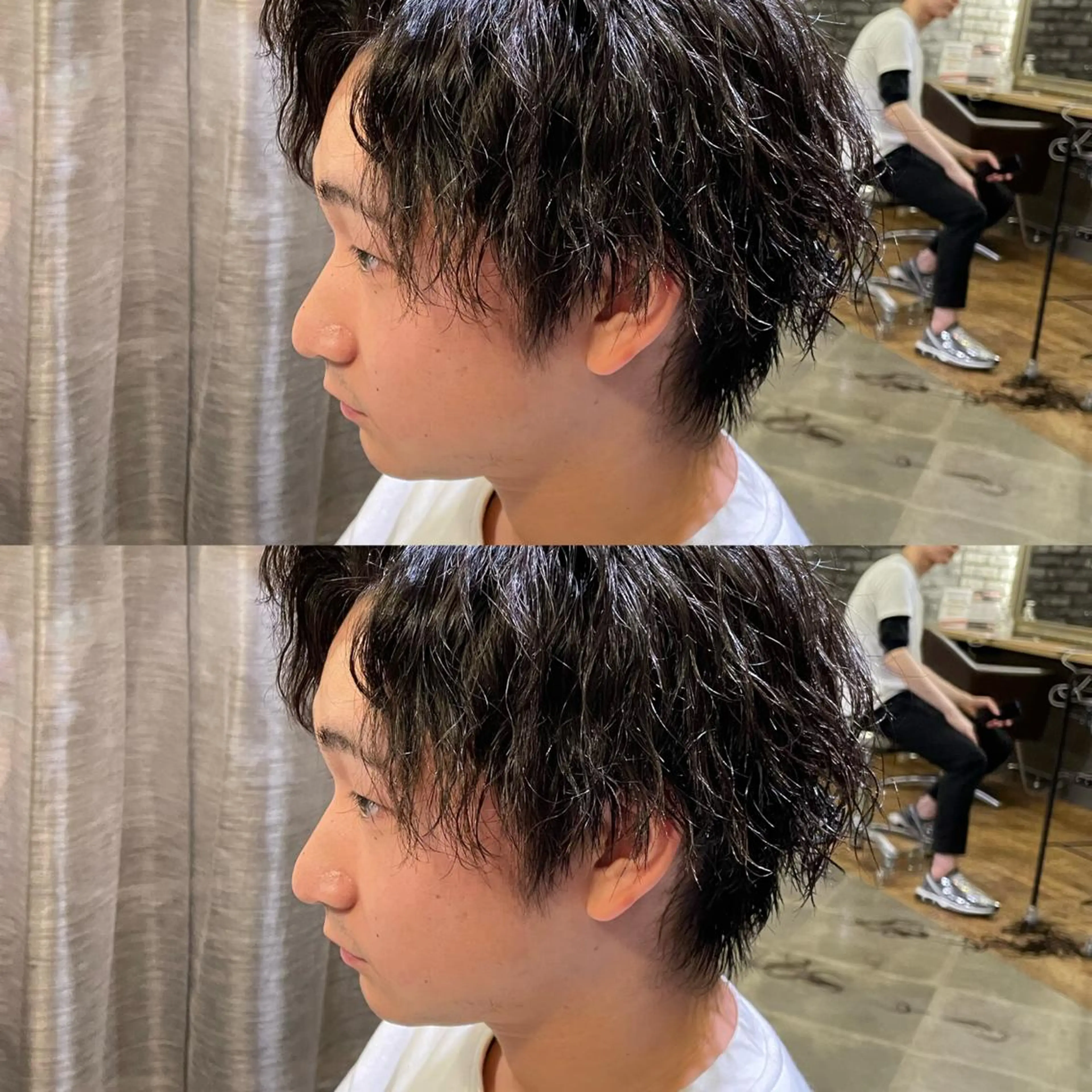 ショート パーマ メンズ センターパート メンズハイライト メンズメッシュ メンズパーマ スパイキーショート 心斎橋メンズパーマ/ シャドウ/山下拓実のヘアスタイル