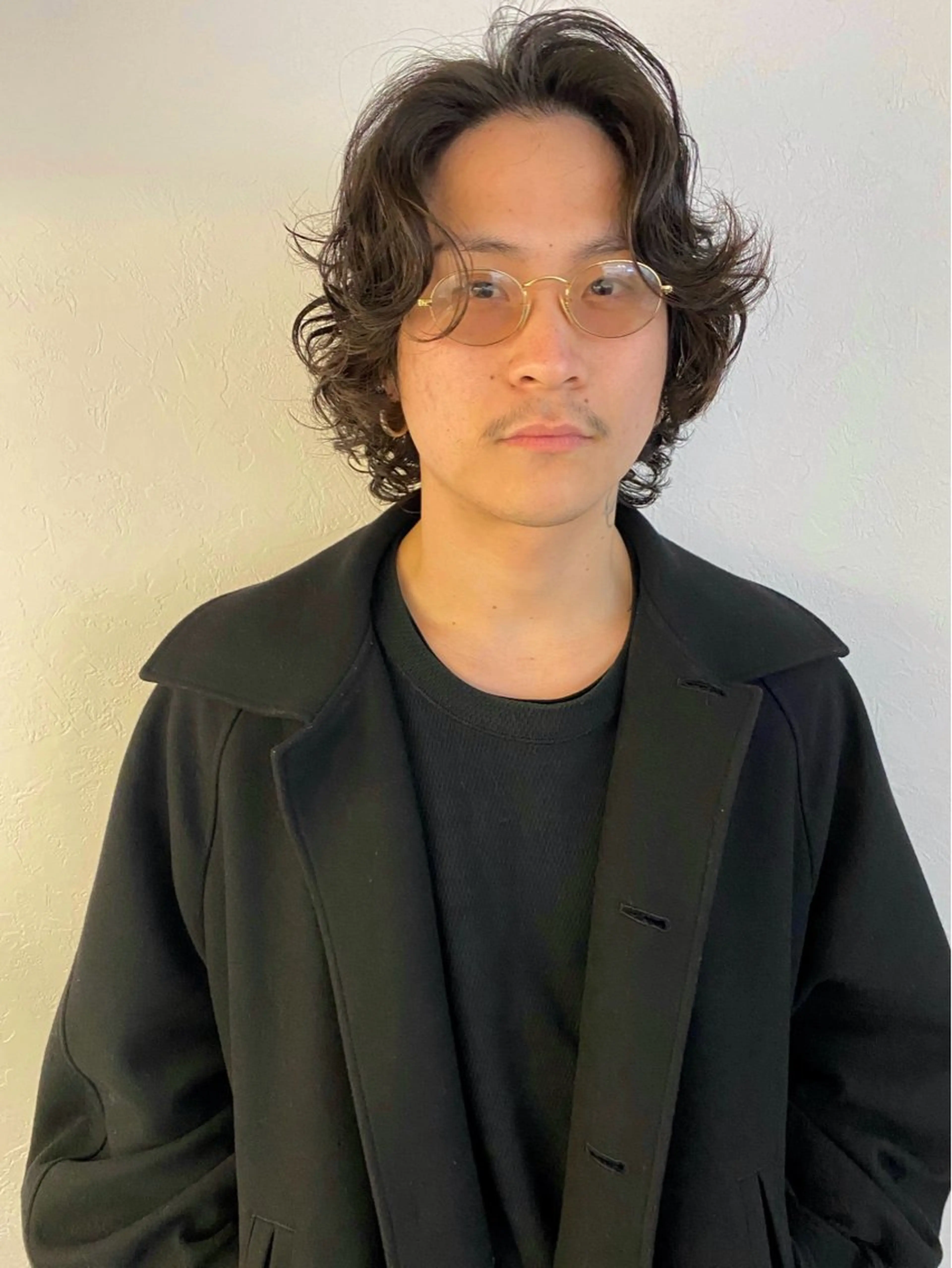 ミディアム パーマ メンズ ミディアムパーマ メンズパーマ 森貴裕/ベージュ/ パーマ/オリーブのヘアスタイル