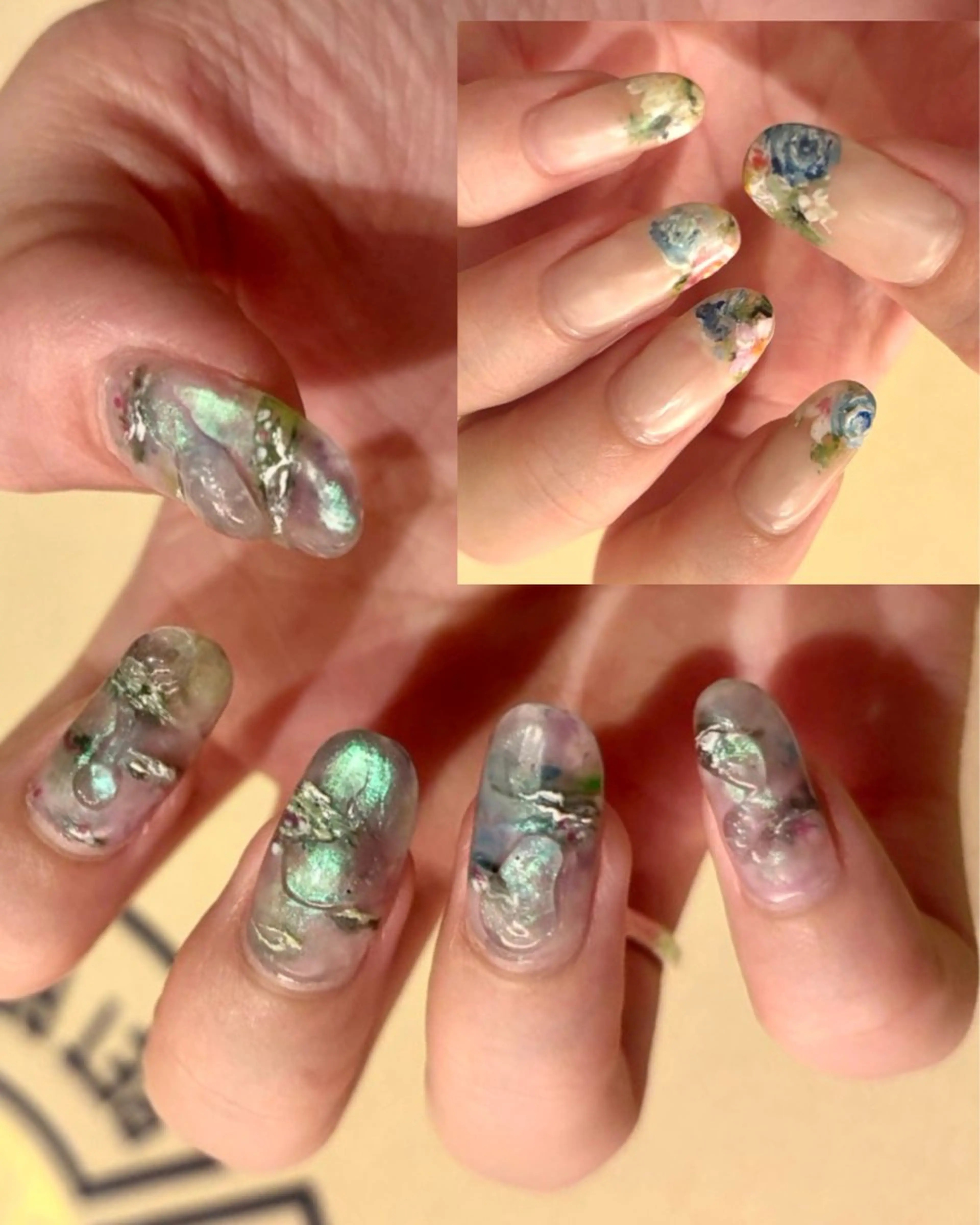 ネイル オーロラネイル フレンチネイル 春ネイル m mのネイルデザイン