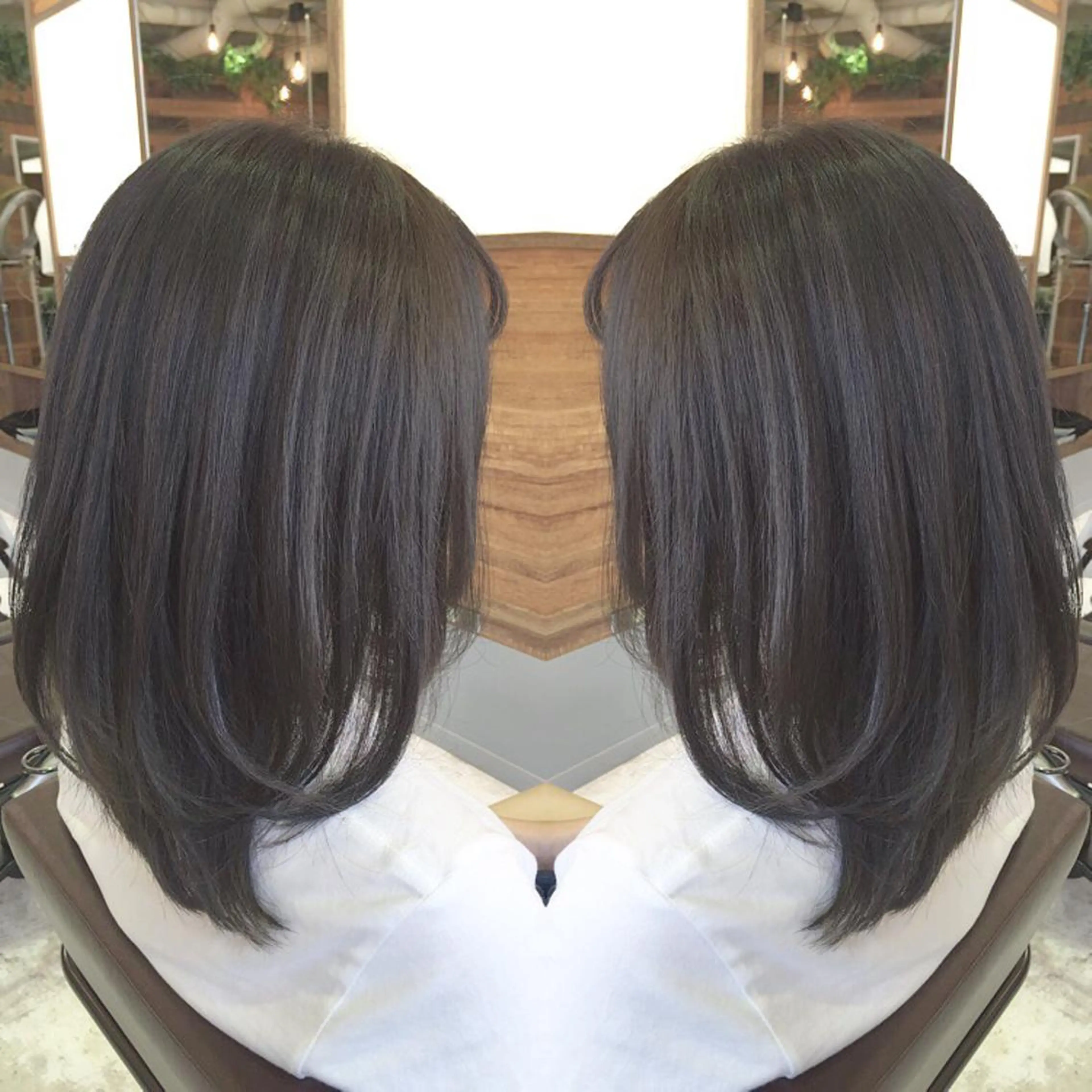 ミディアム セミロング カラー グレージュ イルミナカラー 青木 茂樹⭐️ 透明感カラーのヘアスタイル