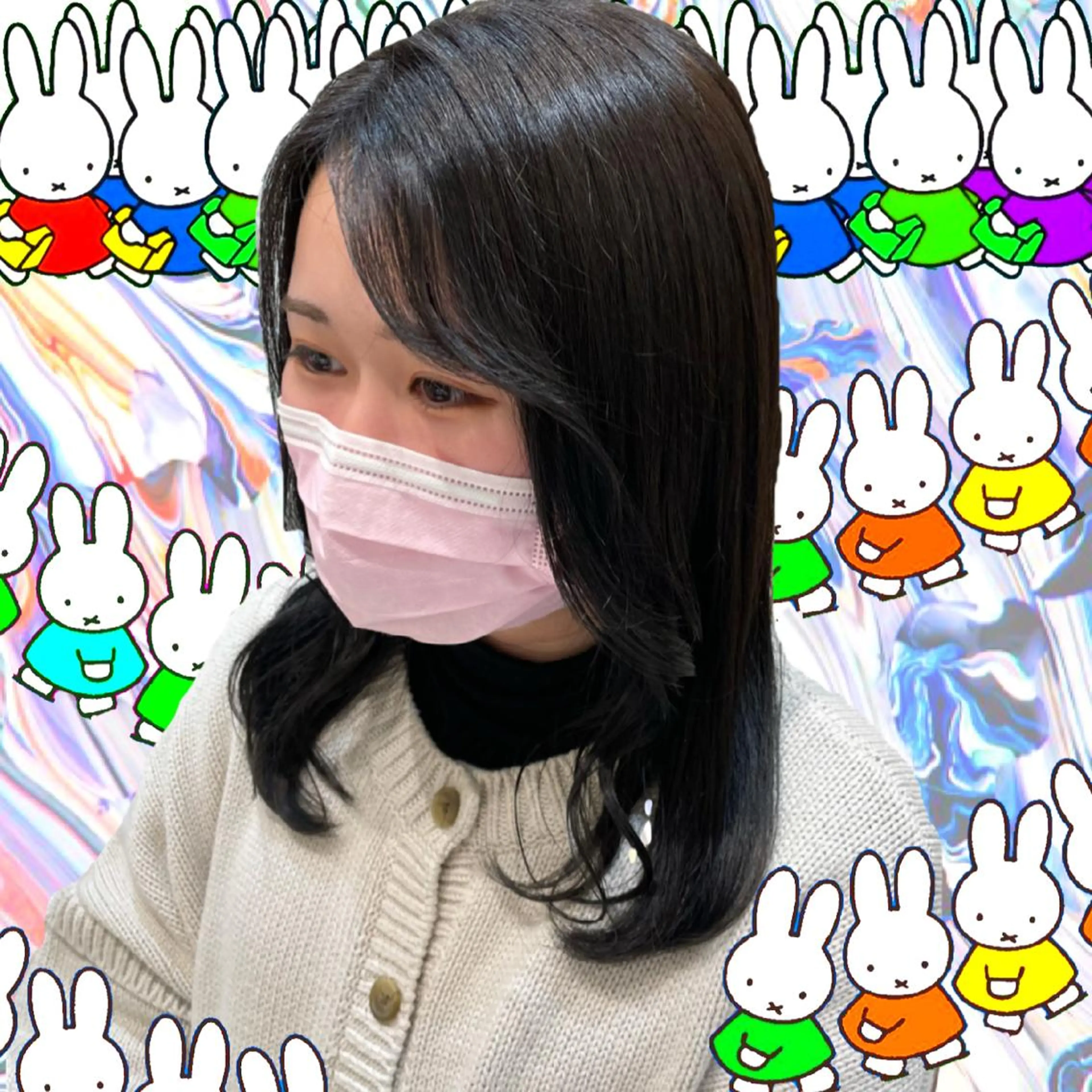 セミロング カラー 黒髪 ブルーカラー ブルーブラック 🌺ウルフカット職人 新垣渚🐺のヘアスタイル