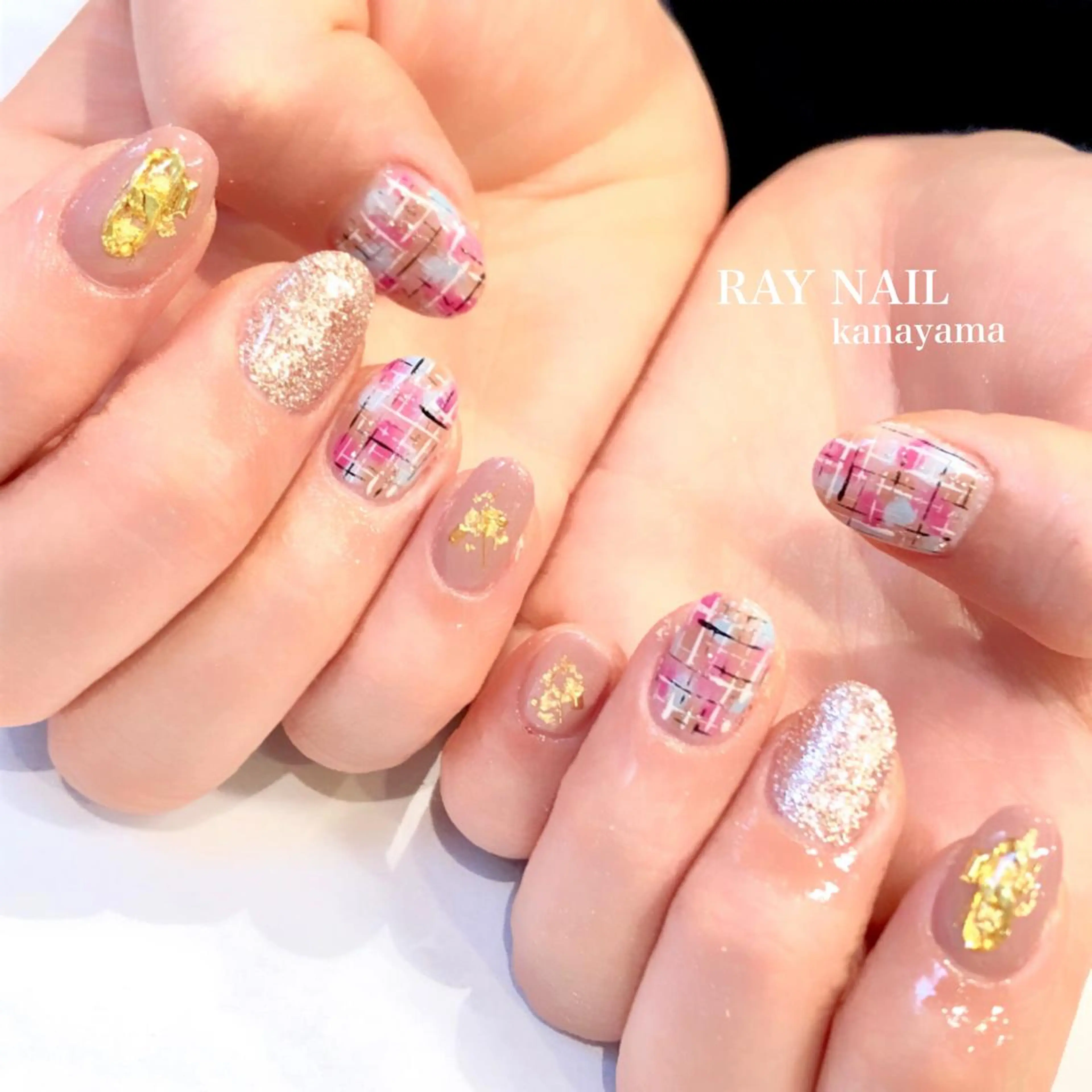 ネイル ツイードネイル Arowa 伊田のネイルデザイン