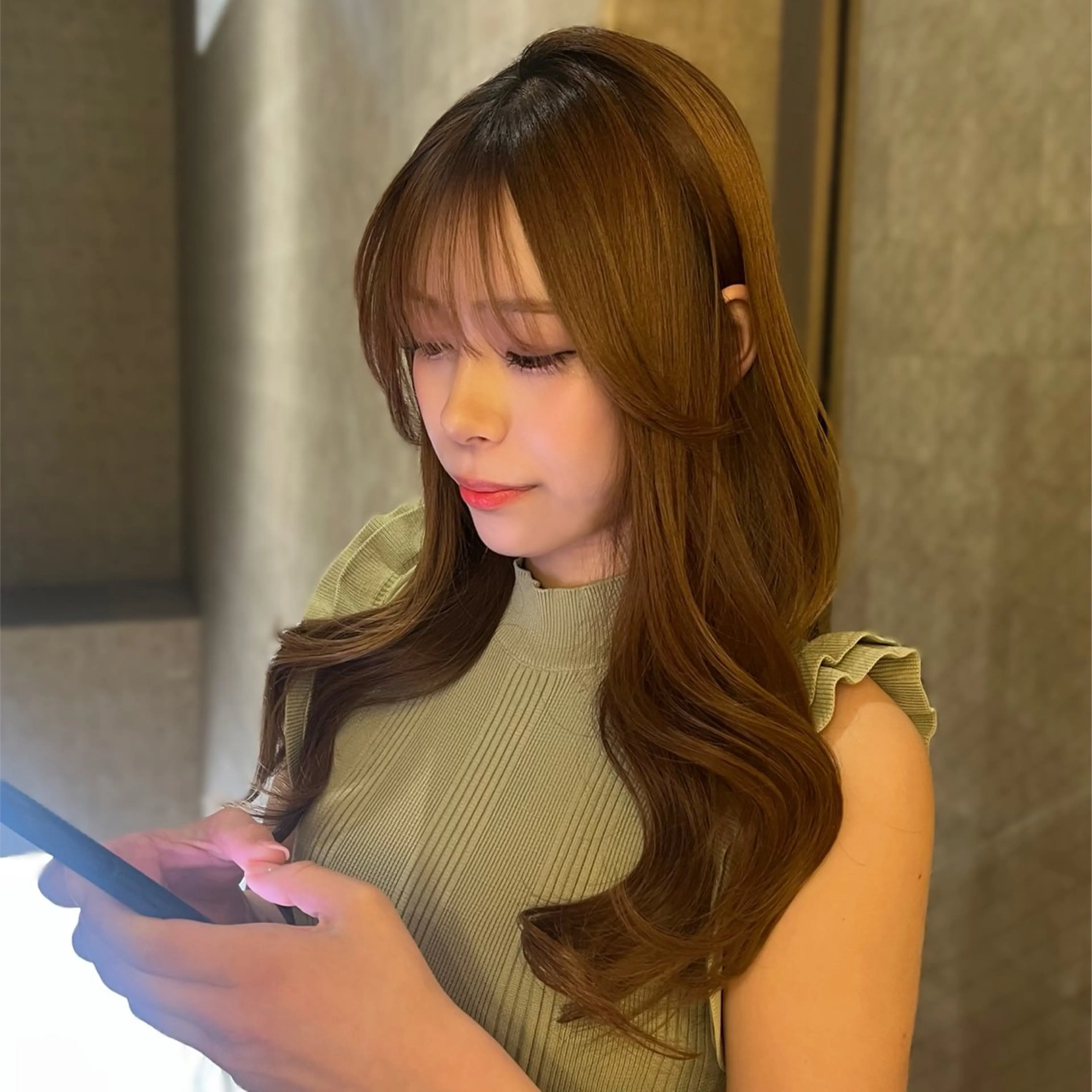 顔まわりcut➕艶感ワンカラー🩷の写真