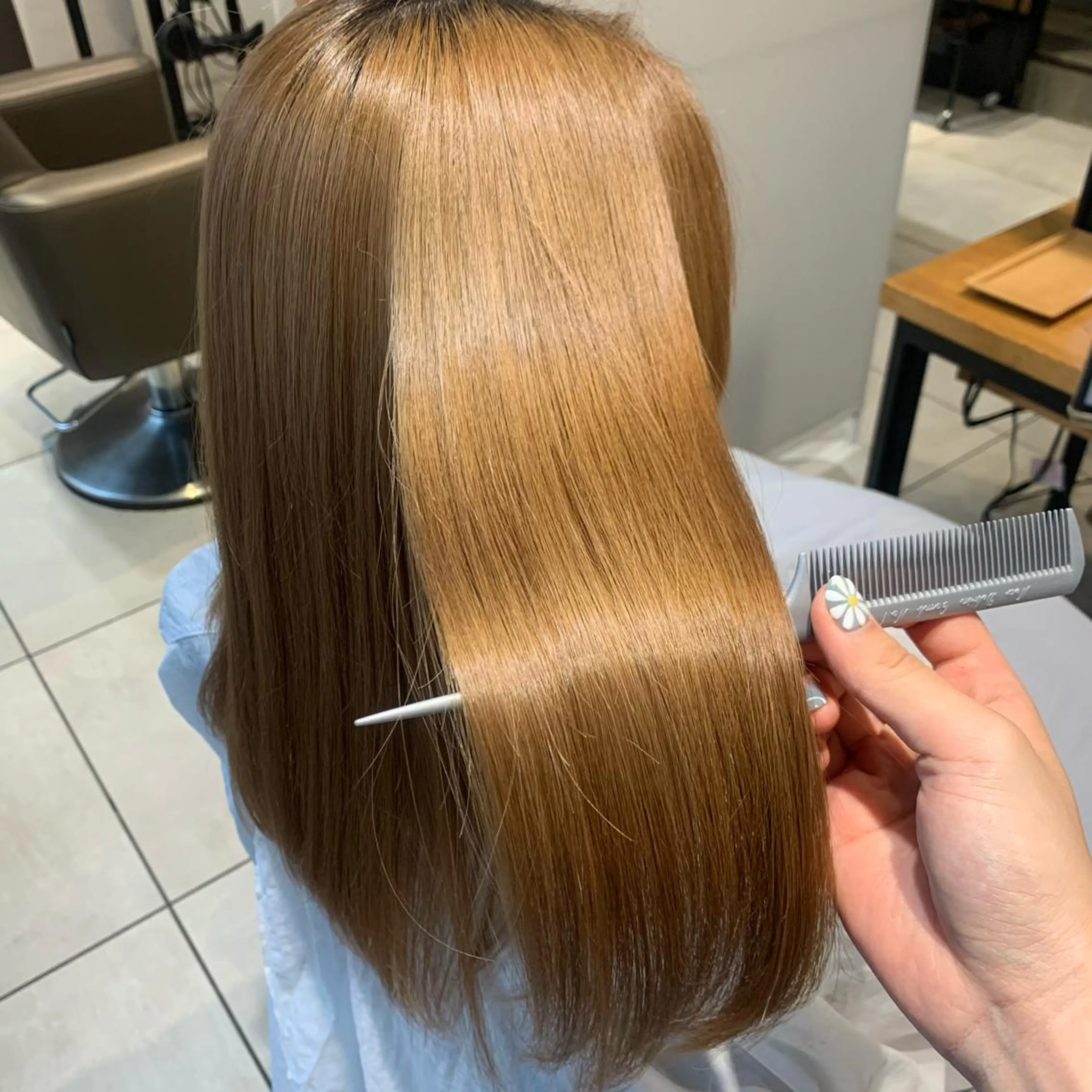 ミディアム カット 縮毛矯正 トリートメント soëll所属・🤍そぶえ　ゆうな/ 暖色カラー/縮毛矯正のヘアスタイル