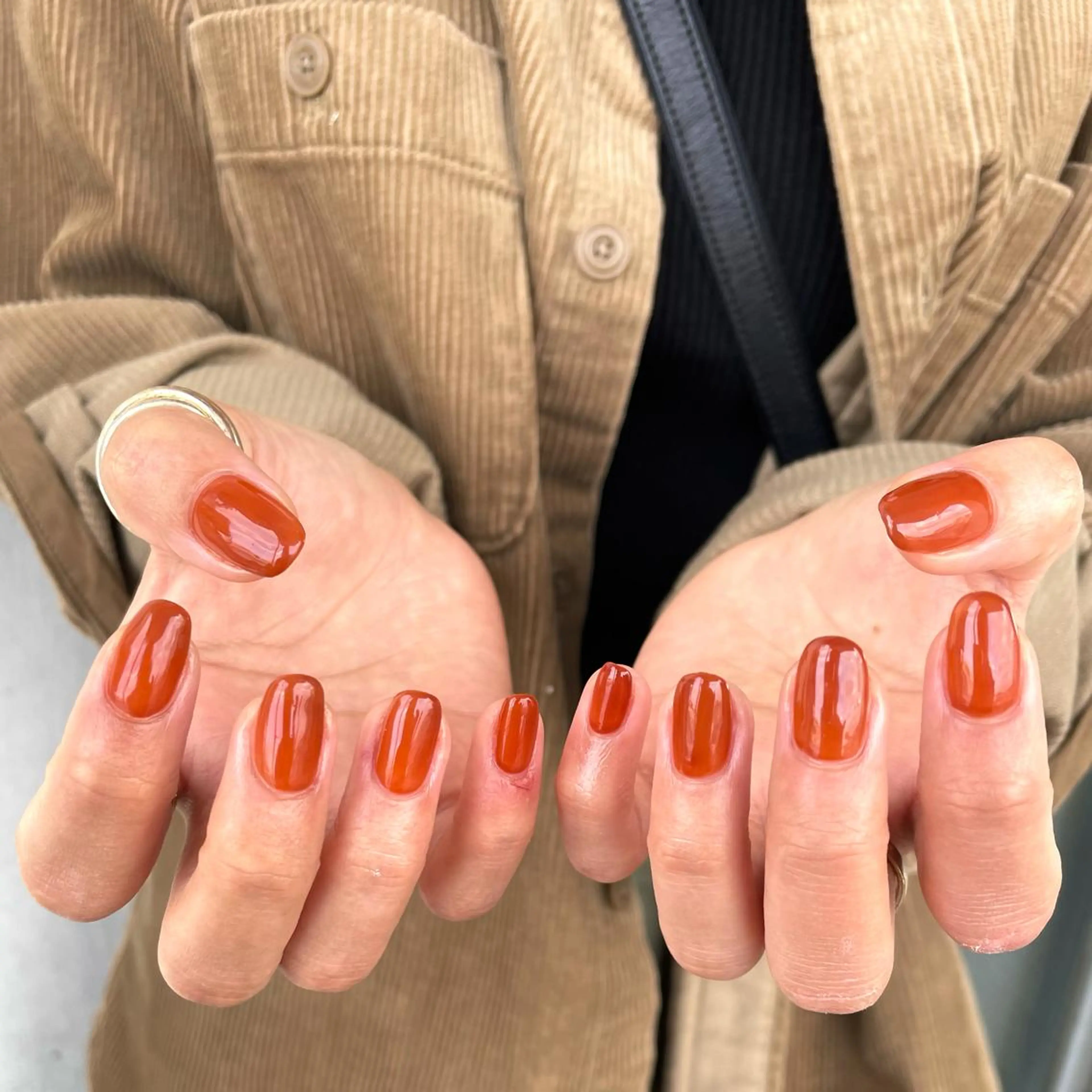 ネイル オレンジ 赤色 twoo______ miyuのネイルデザイン