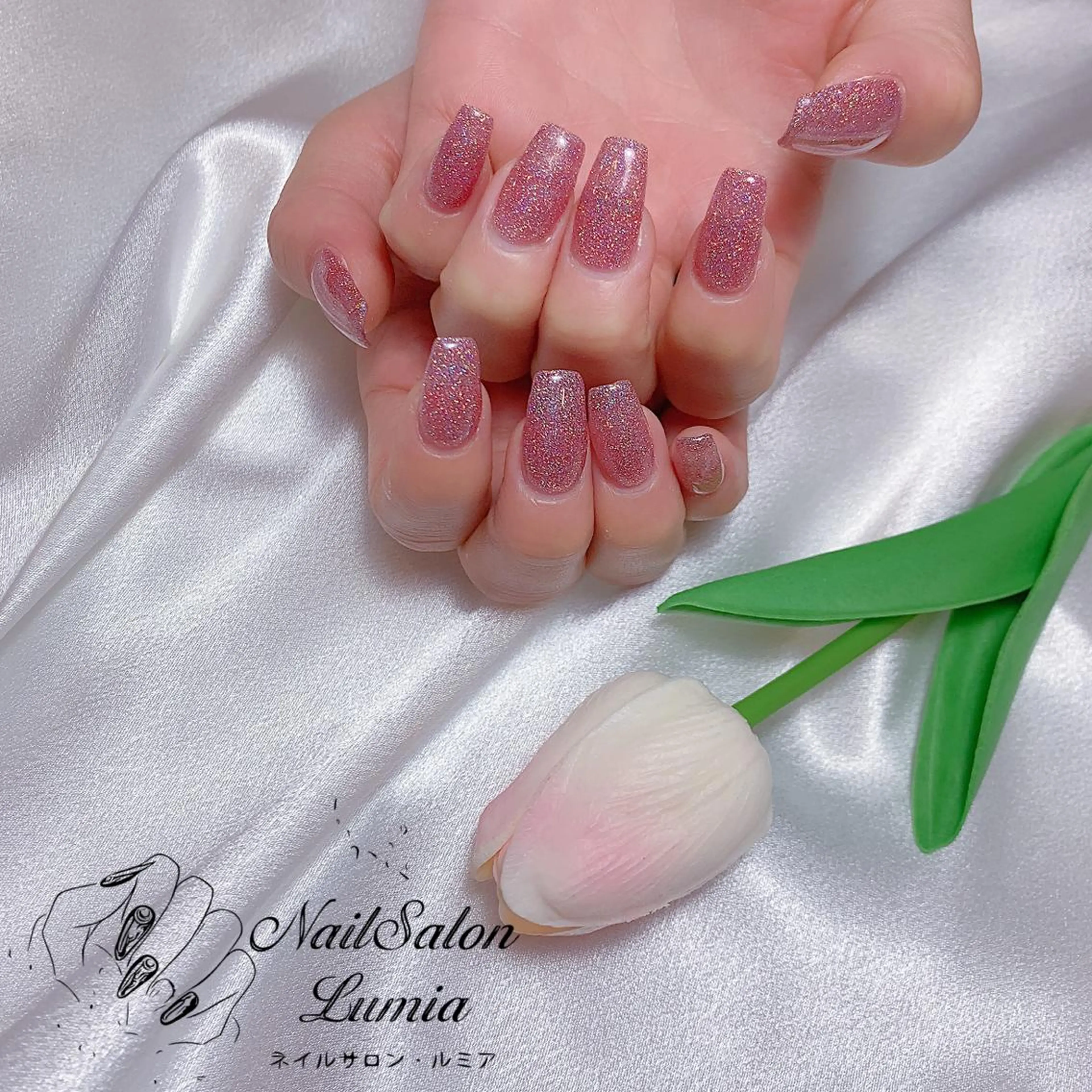 ネイル ラメ(グリッター) ワンカラーネイル ネイルチップ ハンドネイル ネイルサロン ルミア Lumia 店長のネイルデザイン