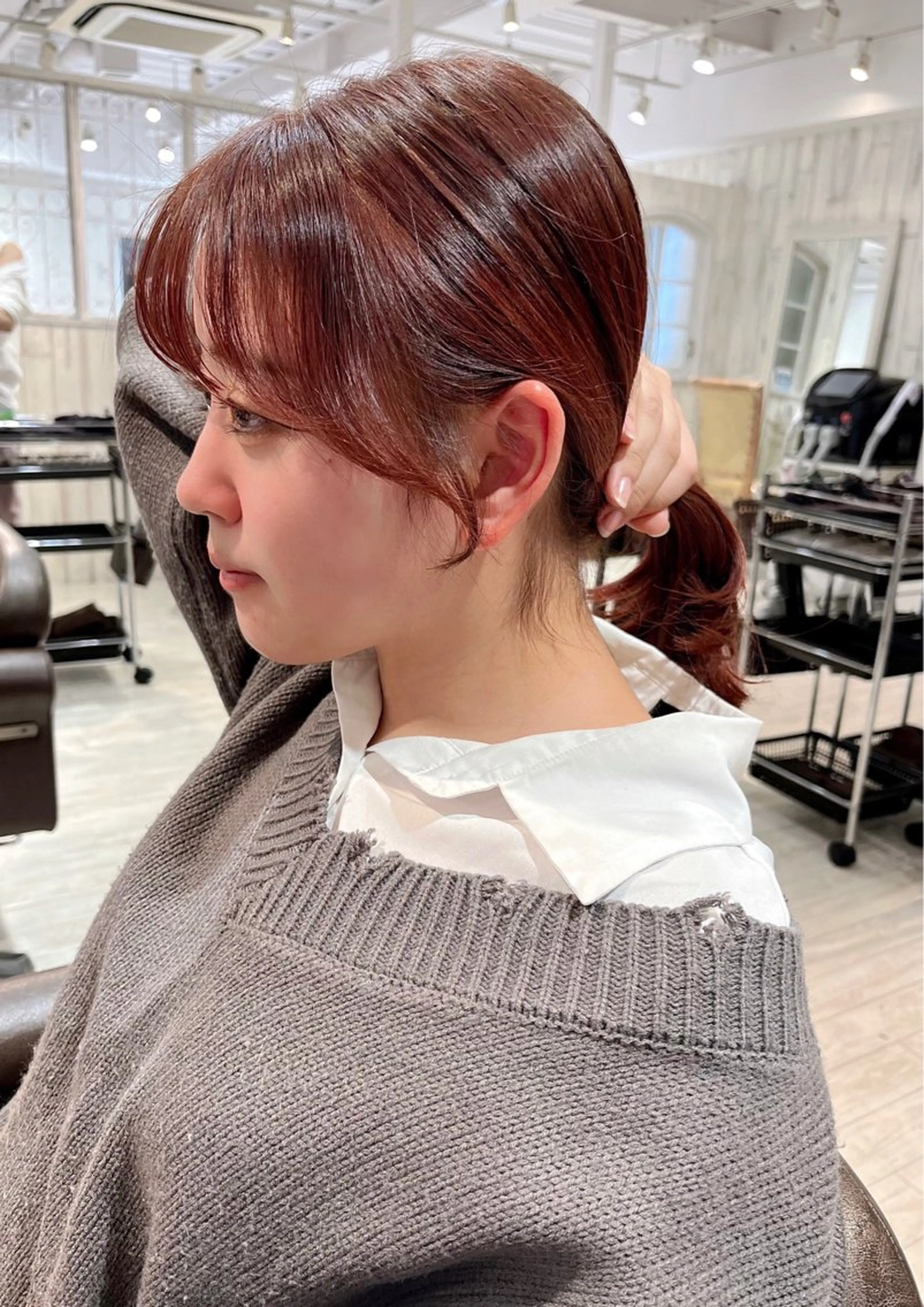 セミロング カラー くびれヘア 顔まわりレイヤー レイヤーカット 【韓国ヘア×透明感 カラー】笹谷 莉未のヘアスタイル