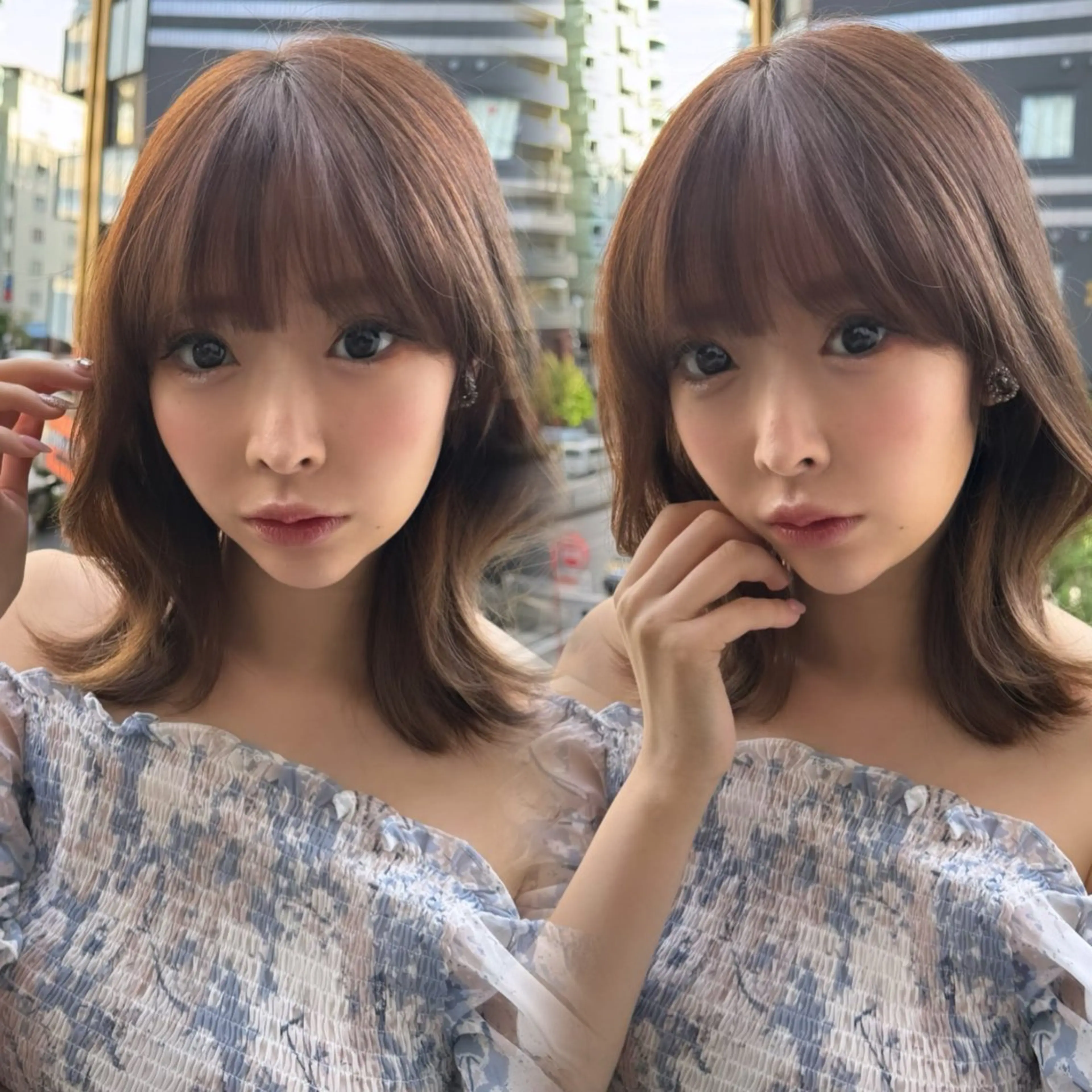 ミディアム カラー カット ヘアカラー トリートメント 🎀髪質改善×韓国レ イヤー×透明感/米田のヘアスタイル