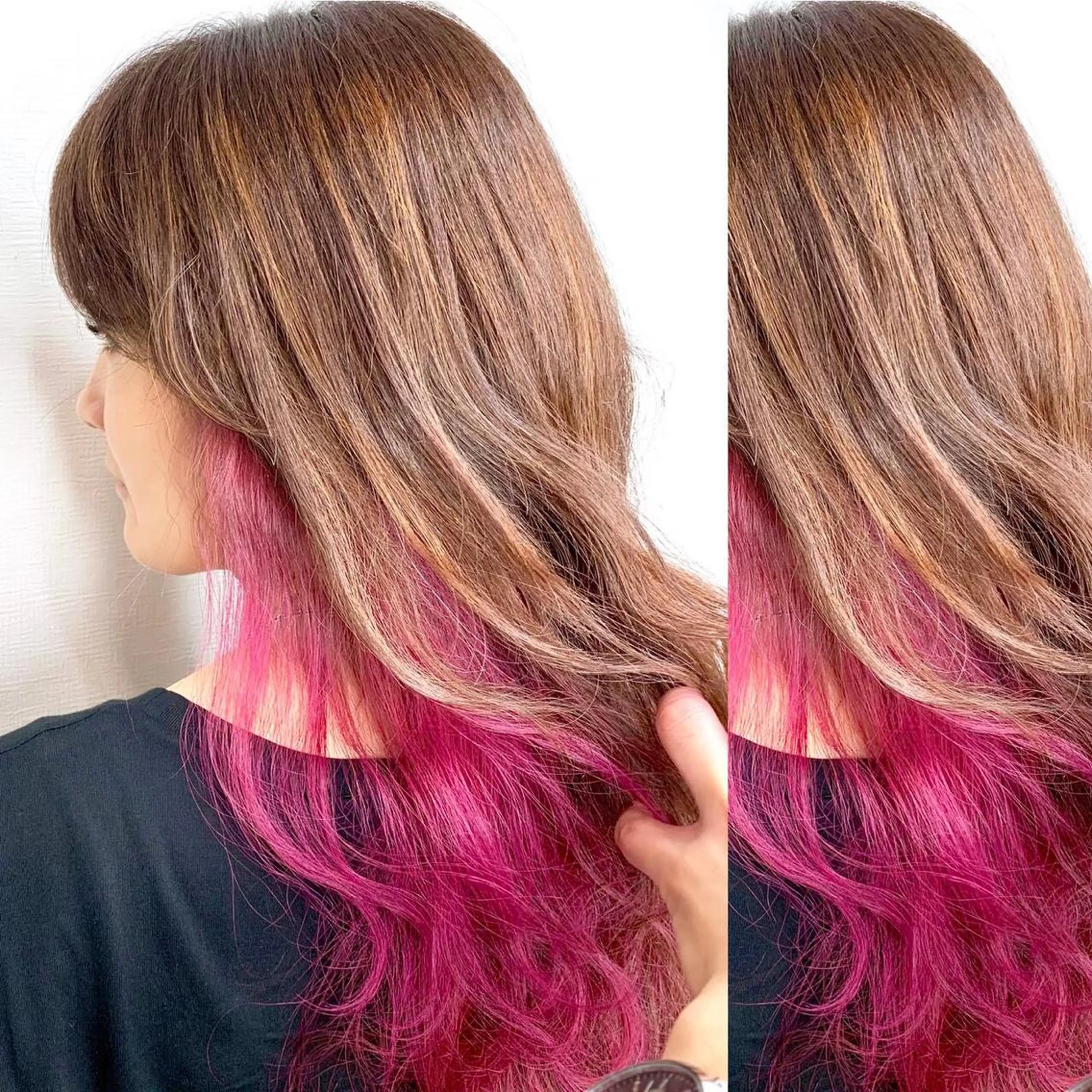 ミディアム カラー JuNブリーチに 縮毛矯正するプロのヘアスタイル