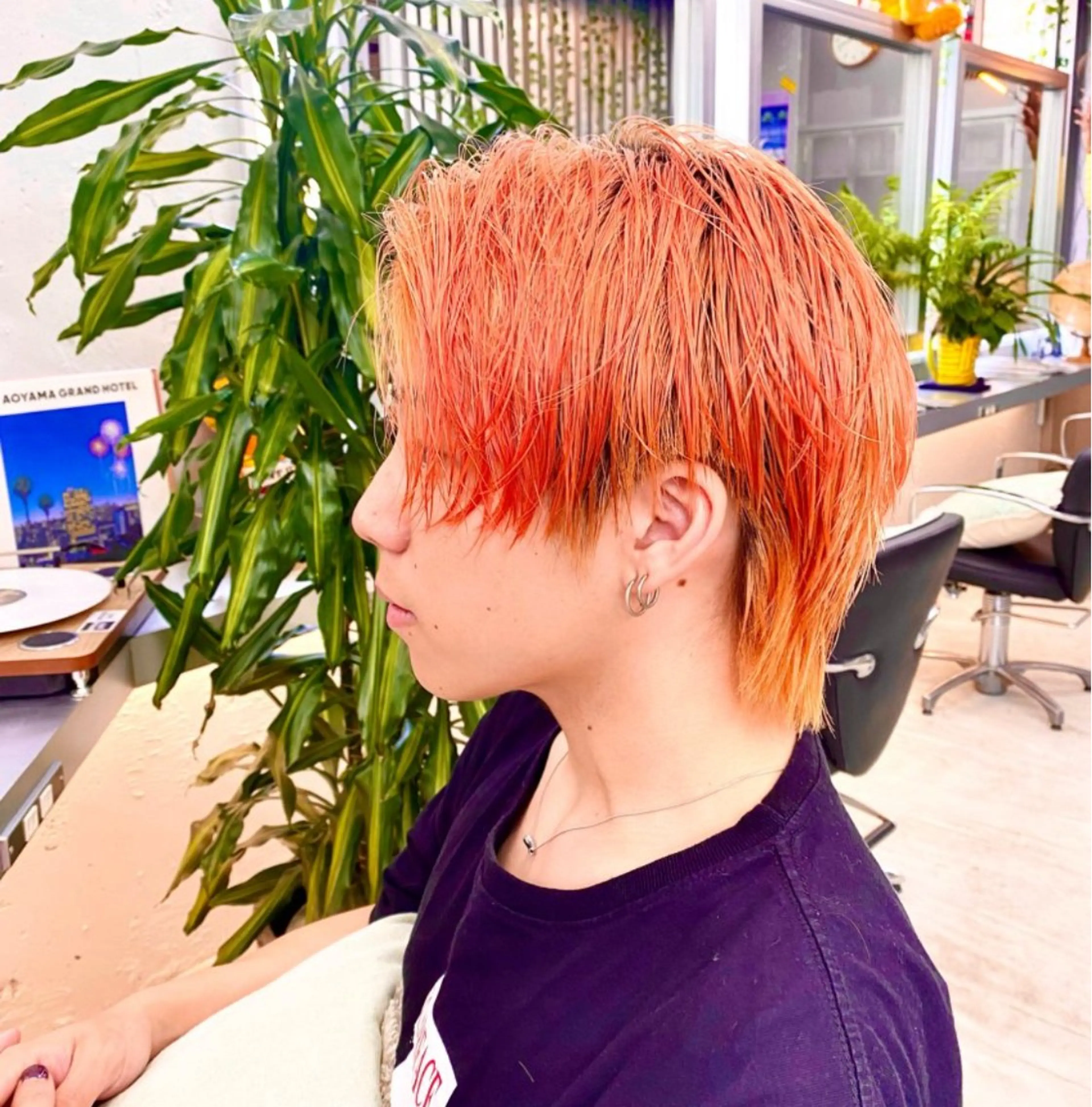 ショート カラー メンズ メンズ韓国風 刈り上げ オレンジ 韓国風ヘア カット ヘアカラー トリートメント 普通の美容室じゃない ‼️/若林のヘアスタイル