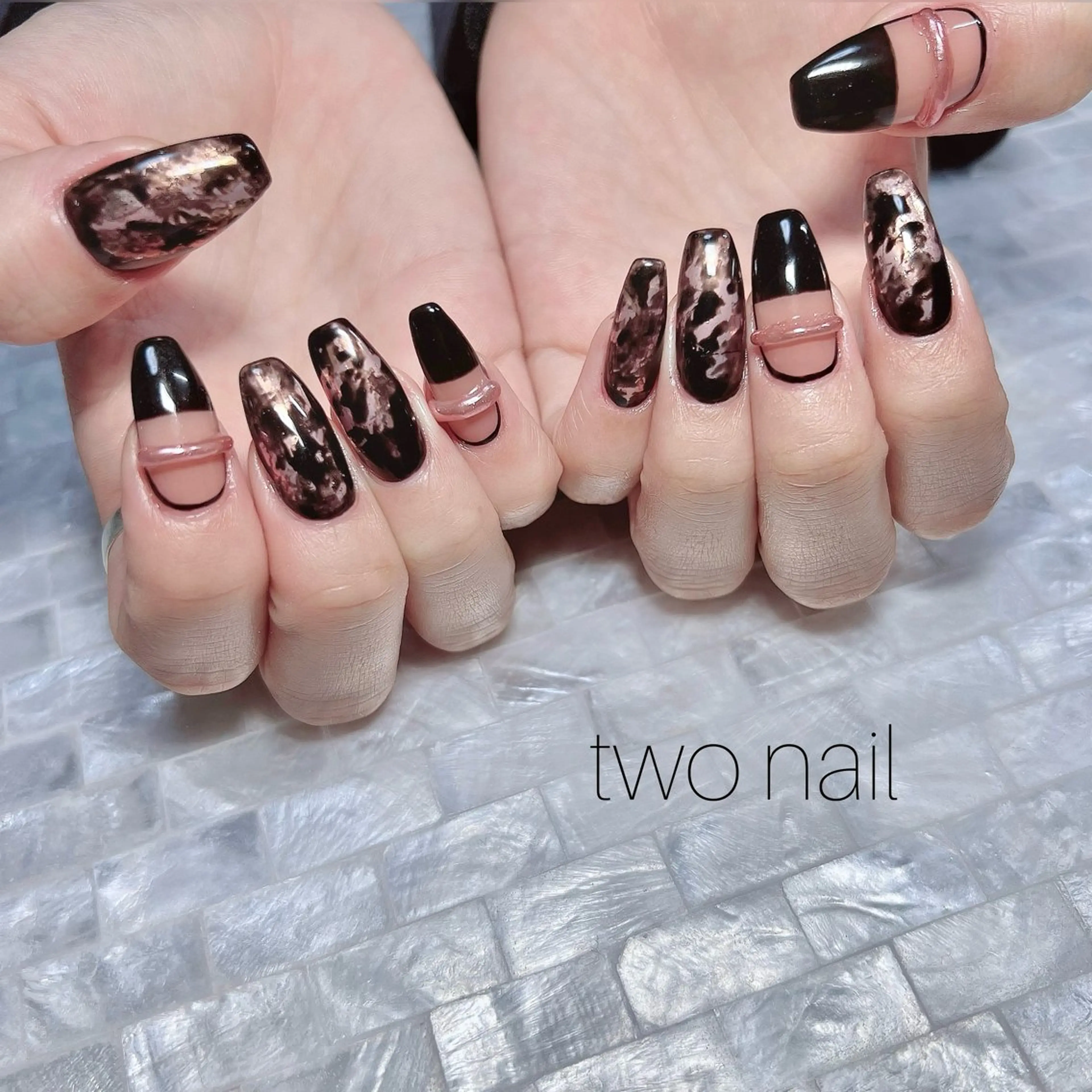 ネイル アートネイル ネイルチップ ホワイト ハンドネイル two nailのネイルデザイン