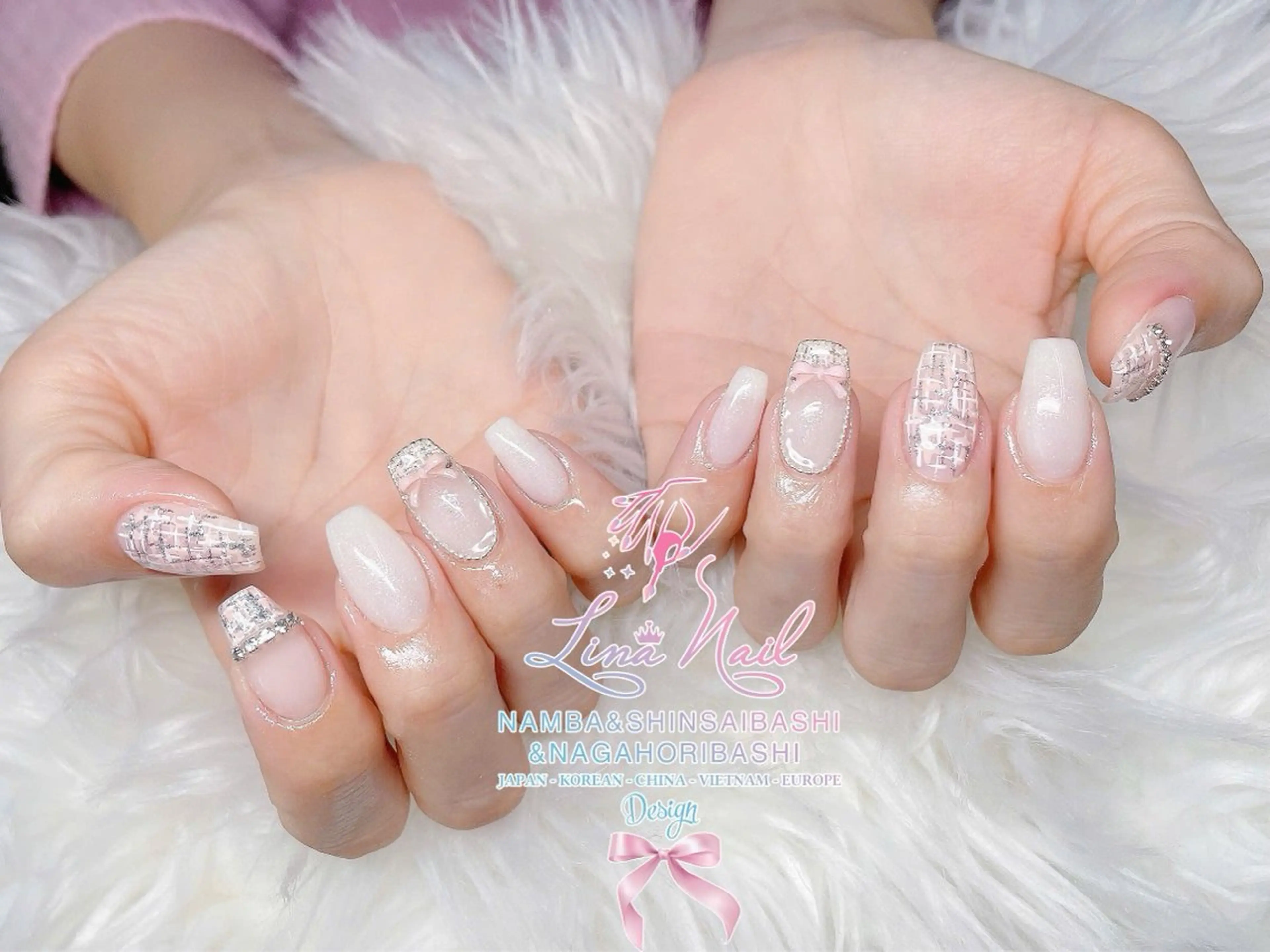 ネイル フレンチネイル ジェルネイル ツイードネイル ハンドネイル 79LINA NAIL 心斎橋店所属・リナネイル アメ村心斎橋店のネイルデザイン