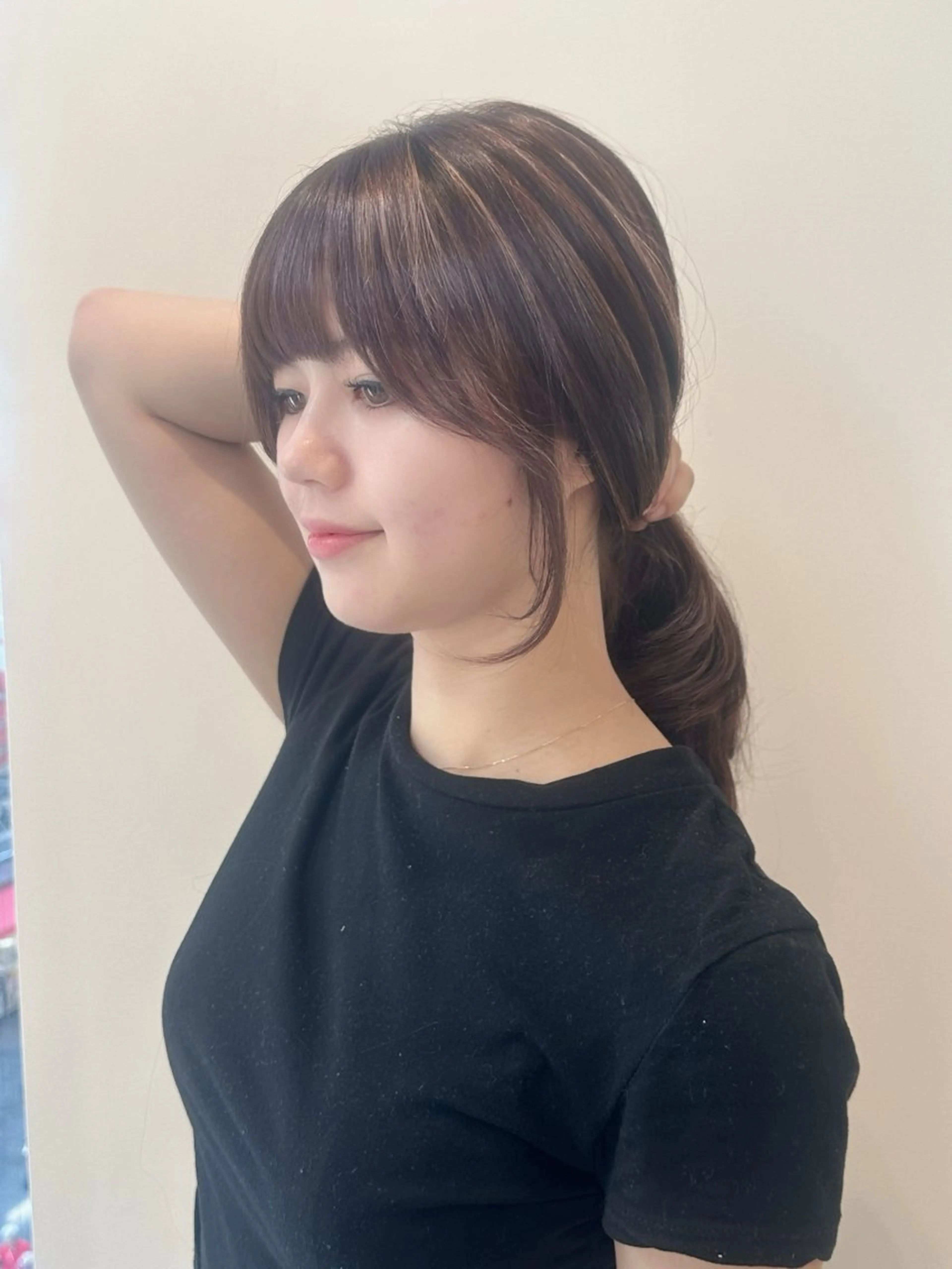 ロング カット ベージュ/インナー カラー🤍Rieのヘアスタイル