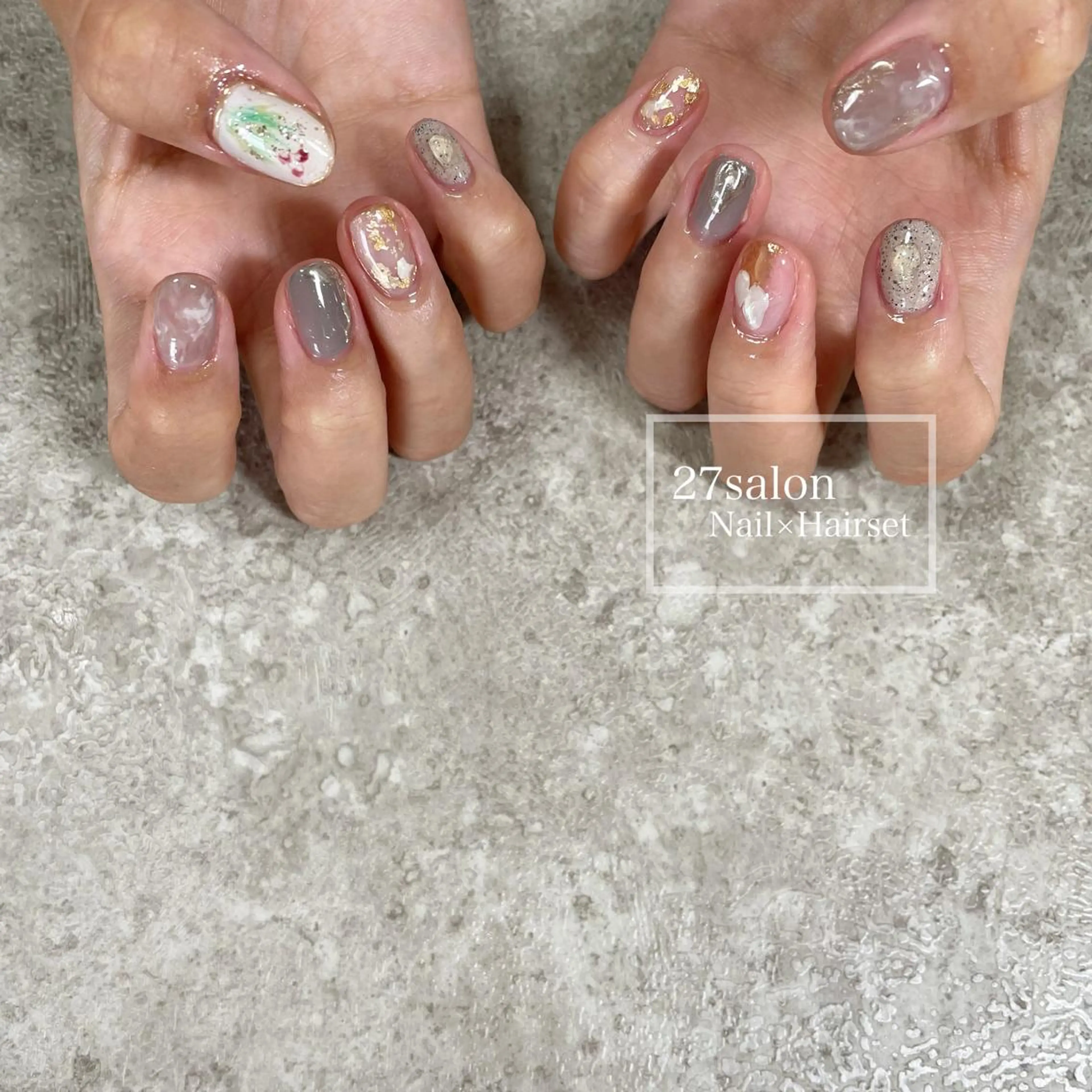 ネイル ニュアンスネイル ショートネイル 27salon yuinaのネイルデザイン