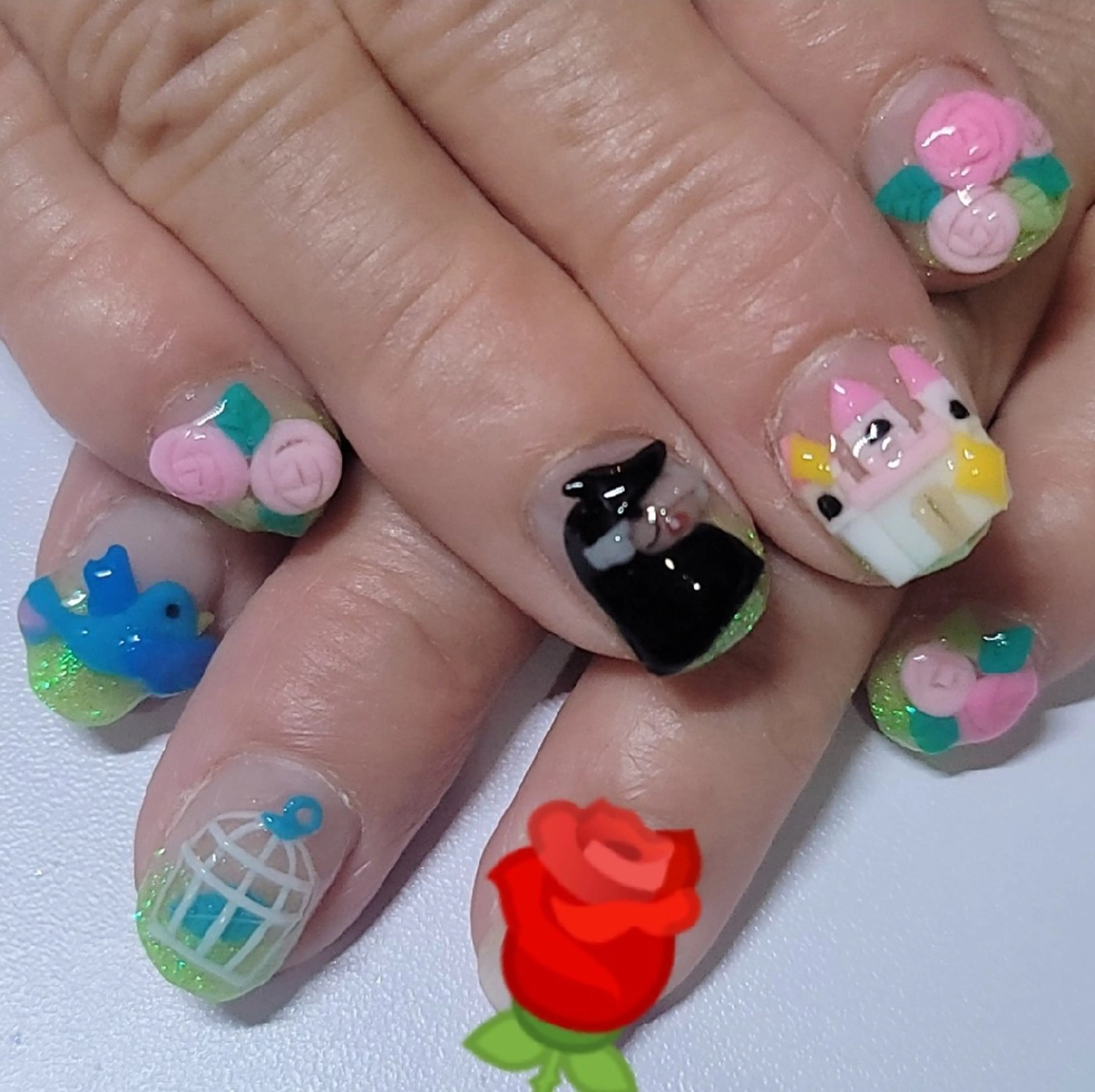 ネイル アートネイル ブルー グラデーション グリーン ラメ(グリッター) ハンドネイル よしだ ひろきのネイルデザイン