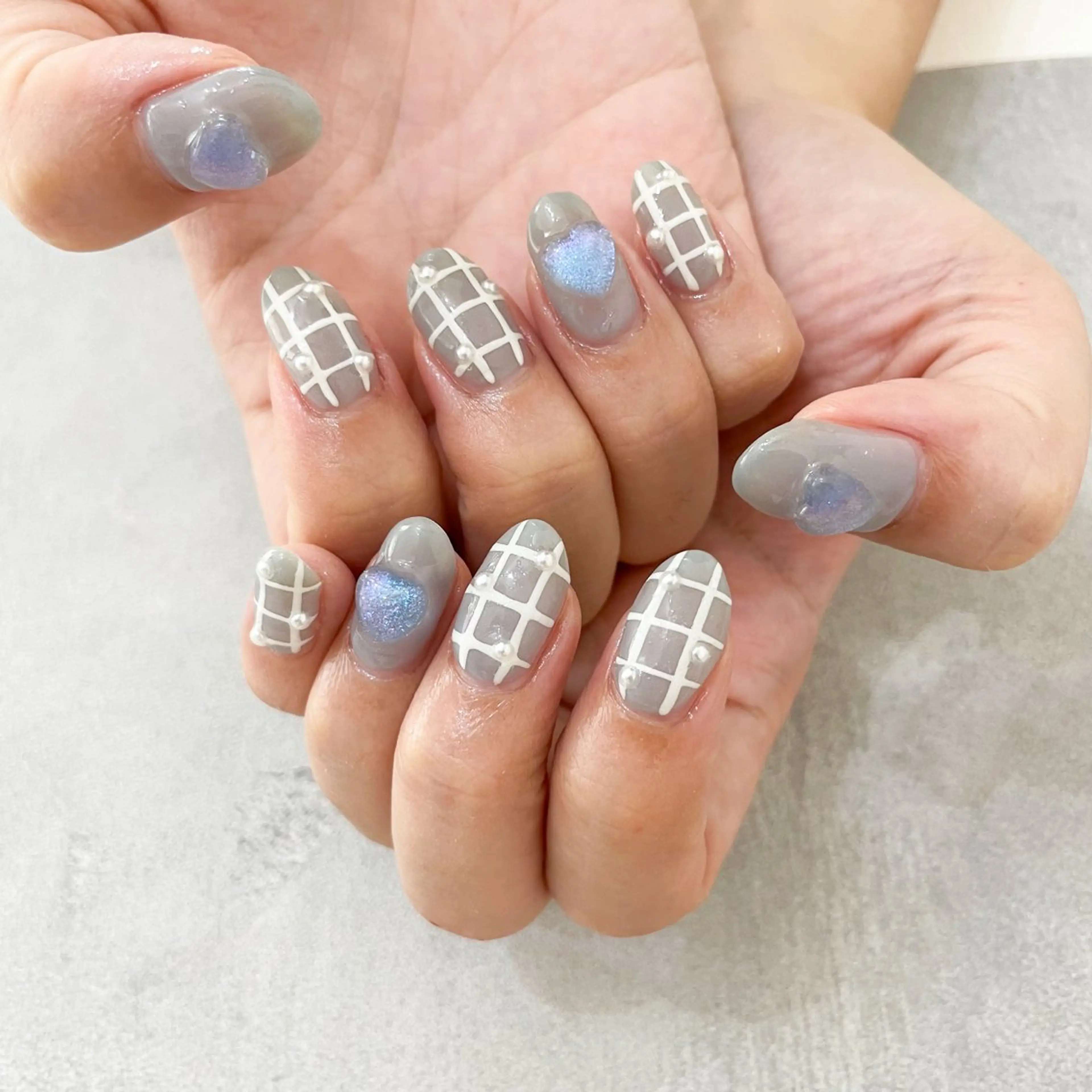 ネイル ハンドネイル ゴテゴテ💙ワンホン リオナのネイルデザイン