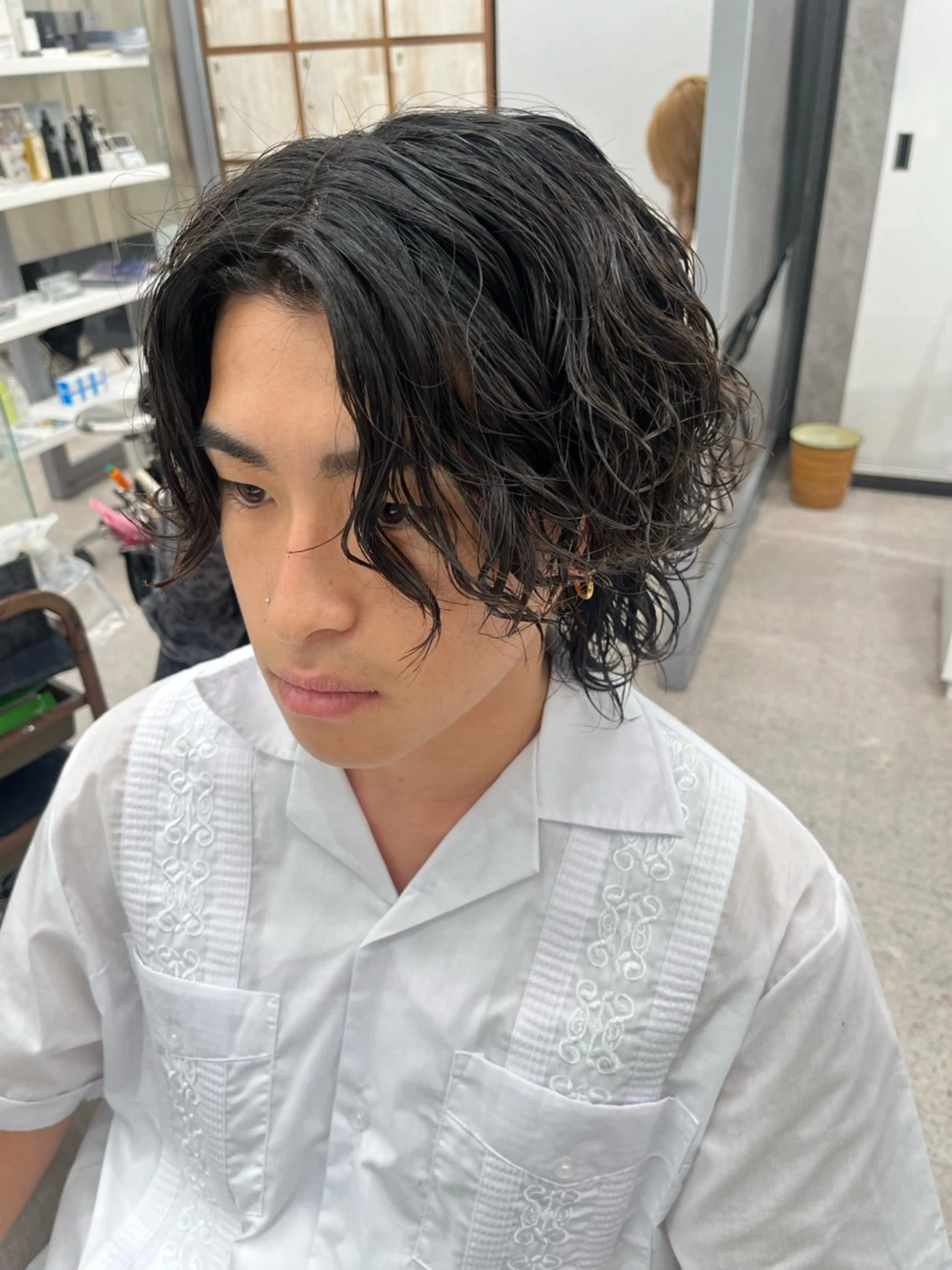 パーマ メンズ センターパート メンズパーマ 波巻きパーマ メンズウルフカット ウルフカット カット パーマ 🍐シャドウパーマ メンズ特化/守岡🍐のヘアスタイル