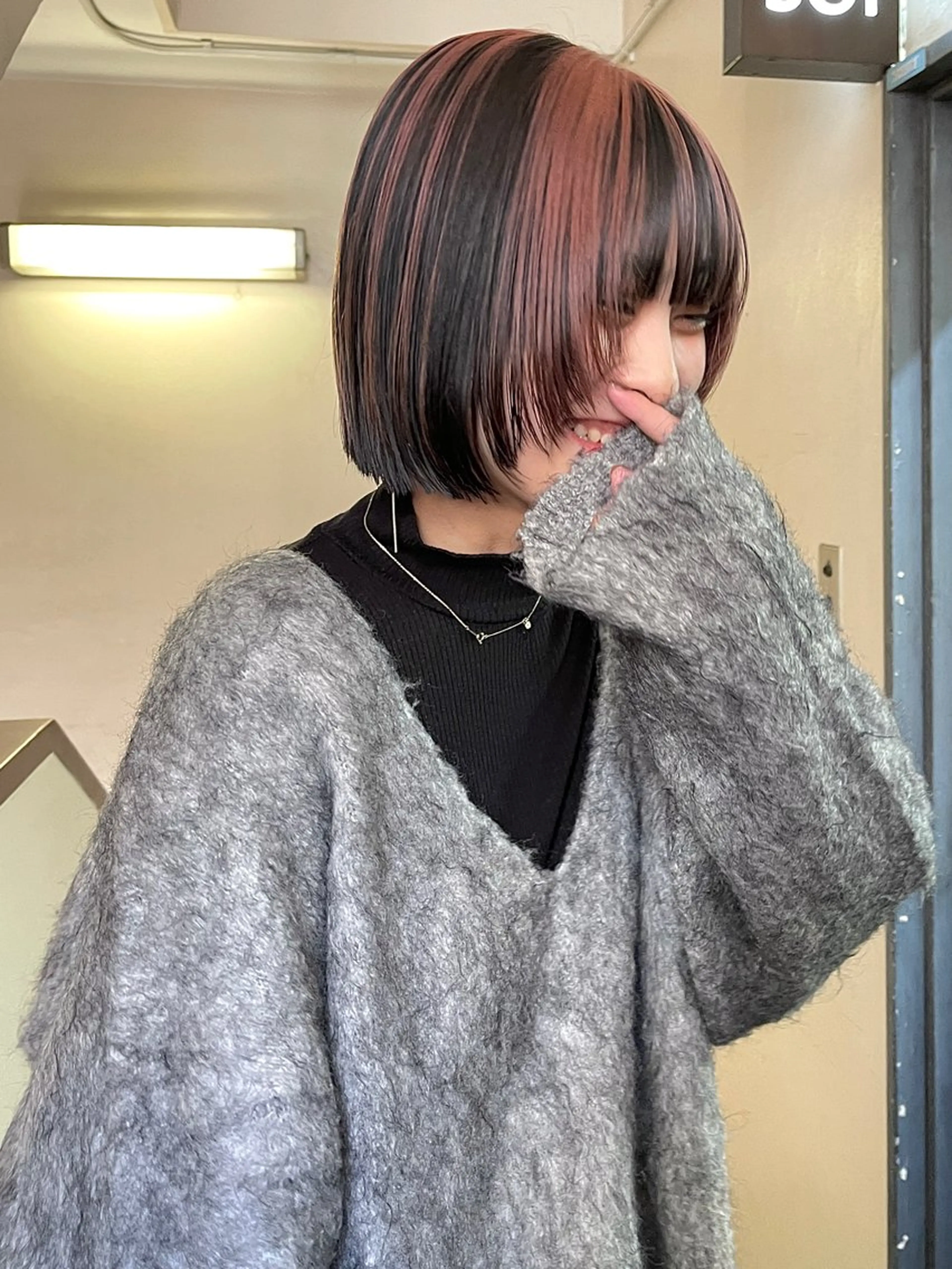 ミディアム カット ヘアカラー トリートメント ヘアセット 安部佑哉/ハイトーン /レイヤー/グランジのヘアスタイル